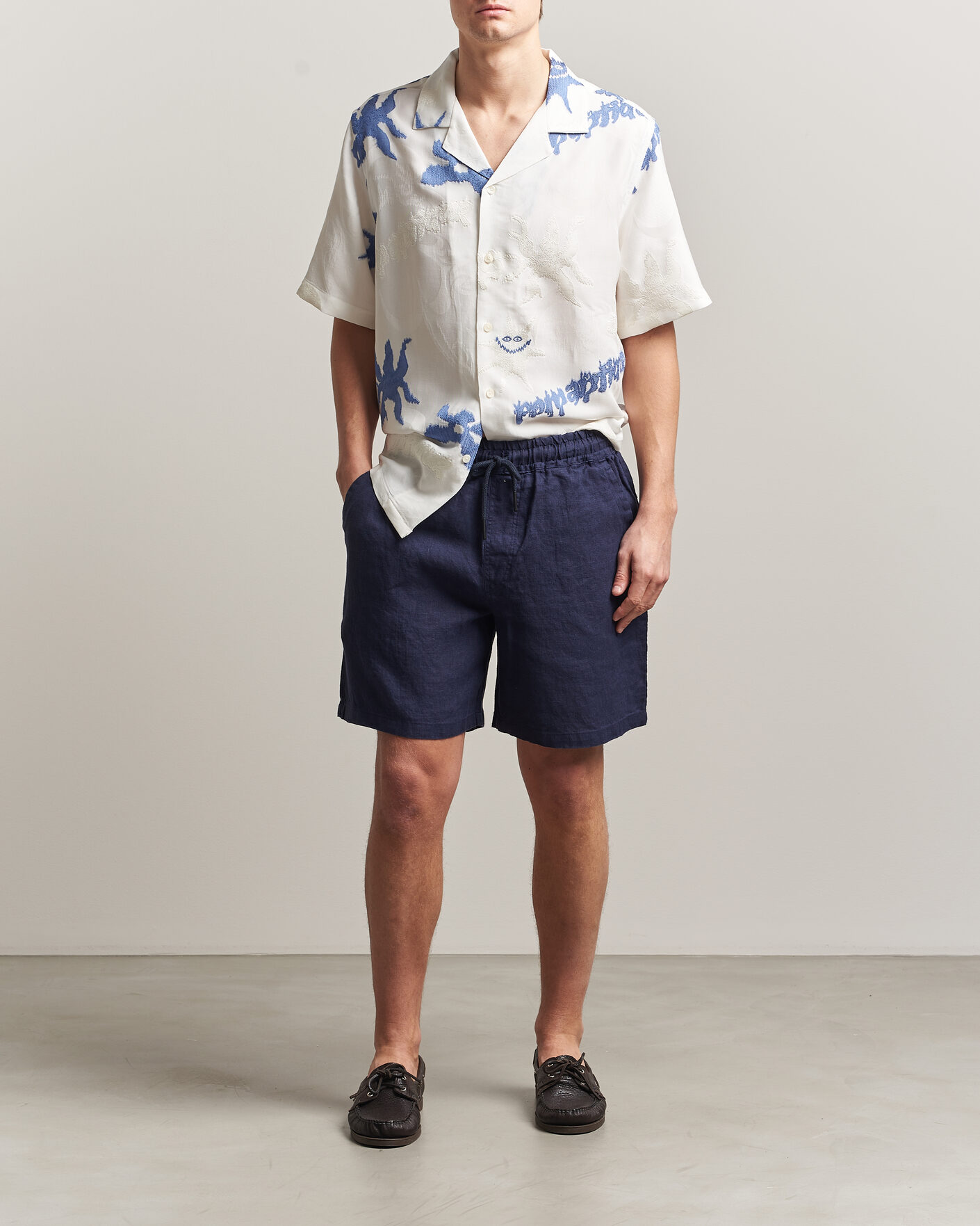 Hombres | Pantalones cortos | OAS | Porto Linen Shorts Navy