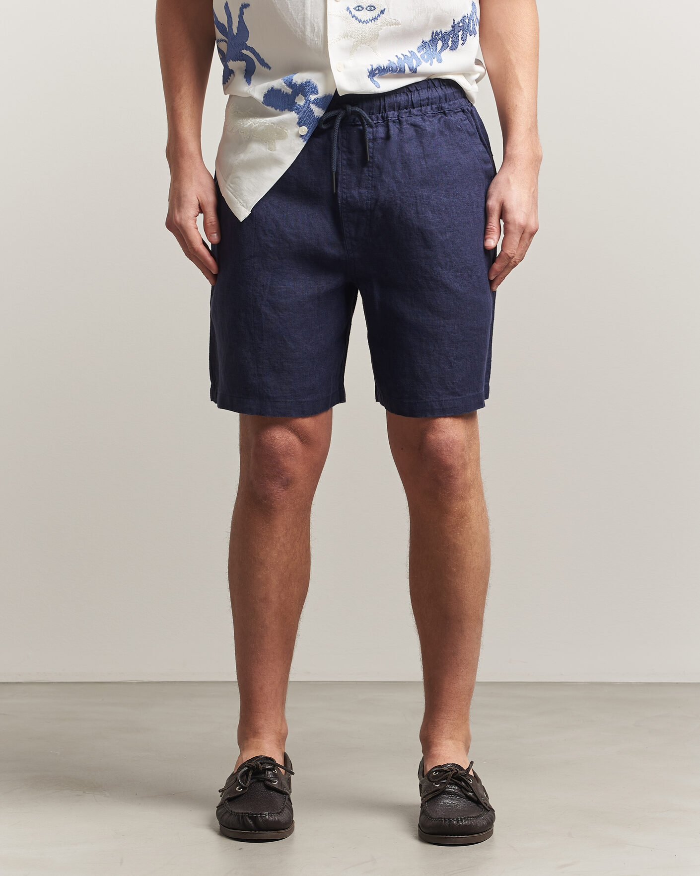 Hombres | Pantalones cortos | OAS | Porto Linen Shorts Navy