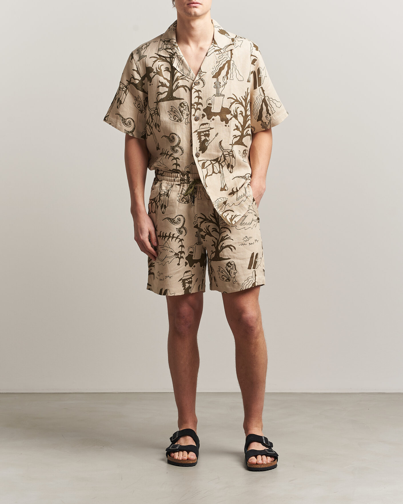 Hombres | Pantalones cortos | OAS | Porto Linen Shorts Poplan