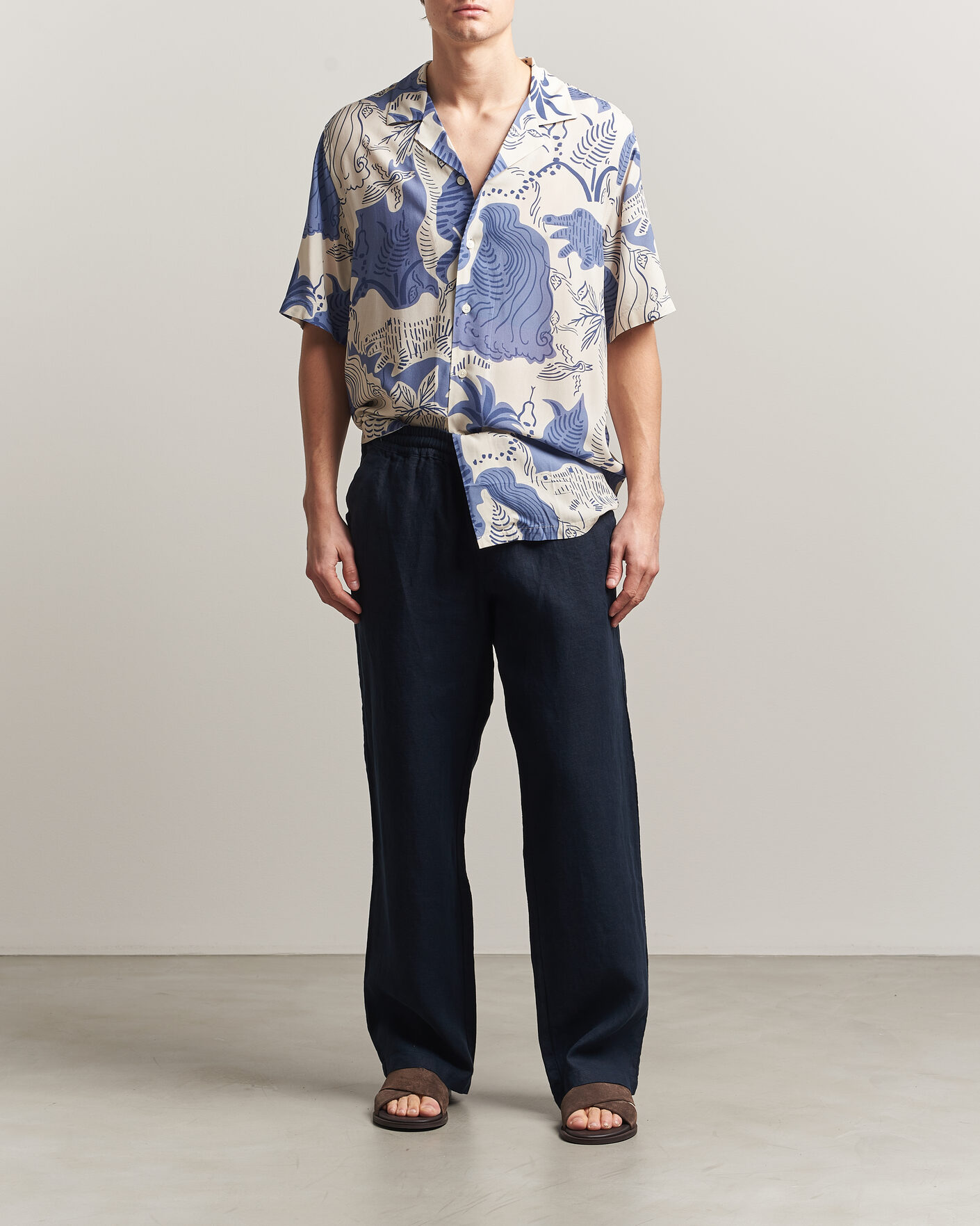 Hombres | Camisas | OAS | Rocco Viscose Short Sleeve Shirt Mystea