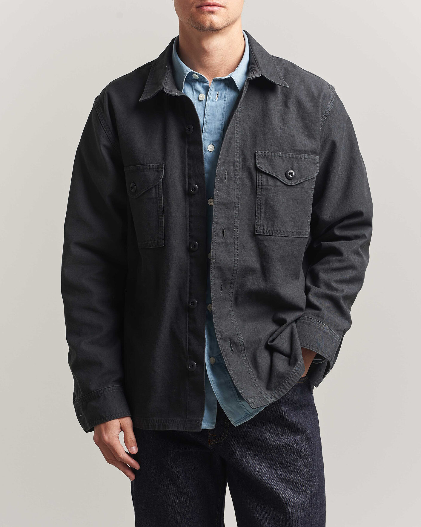 Hombres | Camisas | Filson | Reverse Sateen Jac-Shirt Washed Black