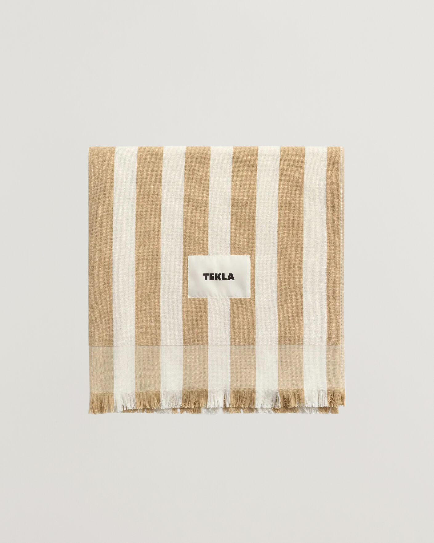 Hombres | Telas | Tekla | Organic Terry Beach Towel Almond Stripes