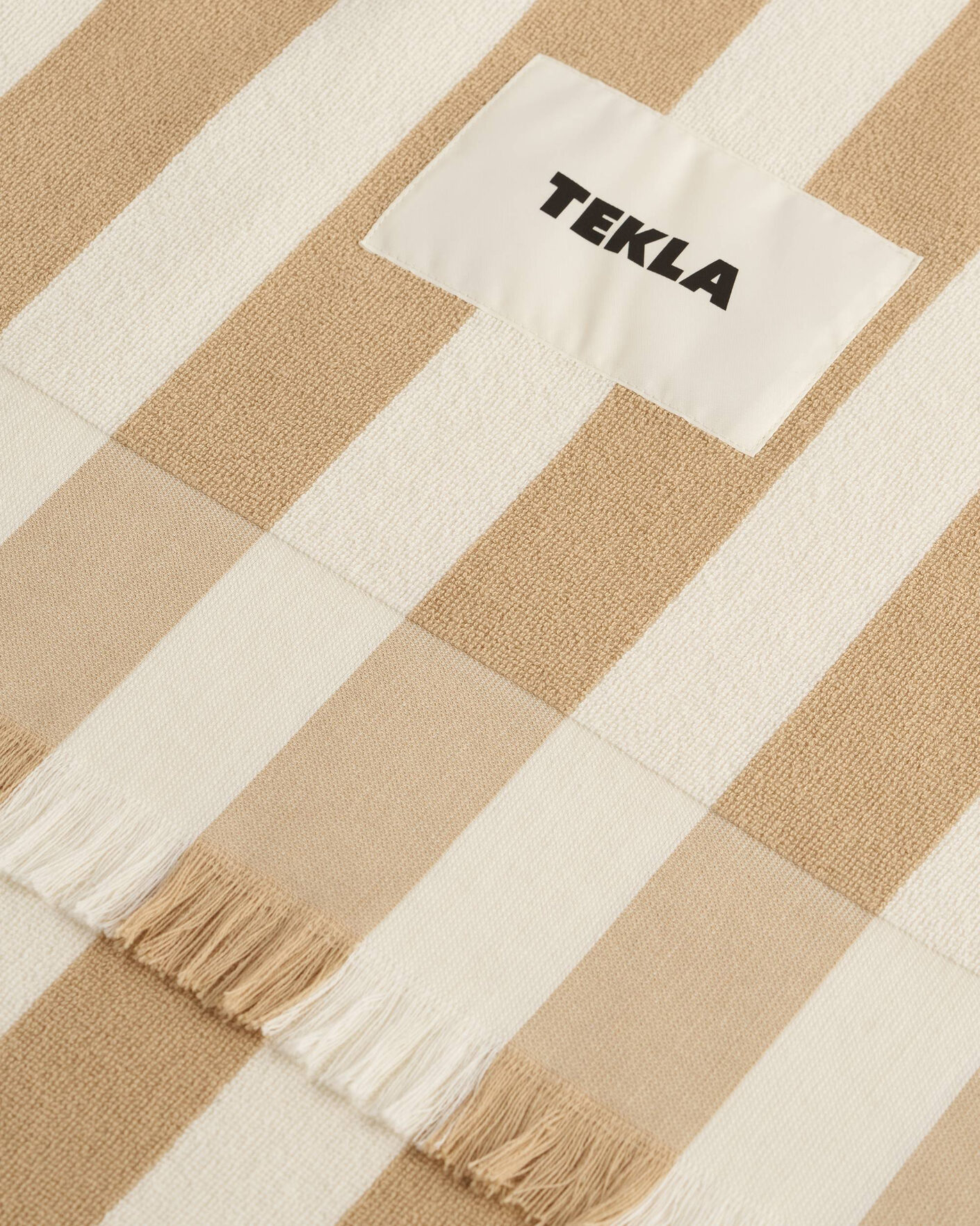 Hombres | Telas | Tekla | Organic Terry Beach Towel Almond Stripes