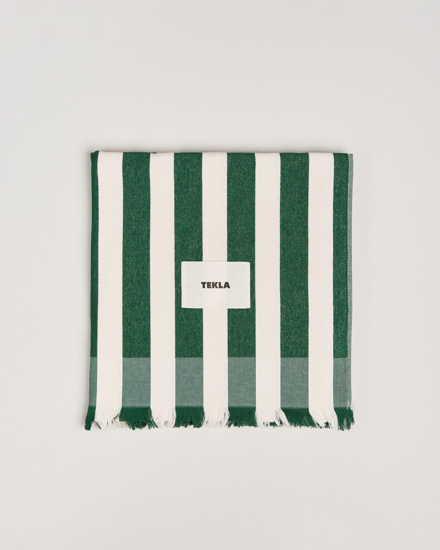 Hombres | Tekla Organic Terry Beach Towel Green Deck Stripes | Tekla | Organic Terry Beach Towel Green Deck Stripes