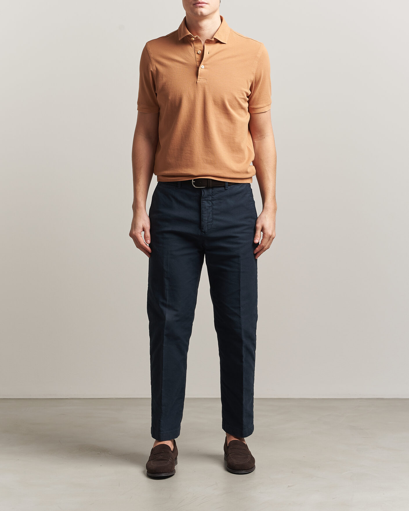 Hombres | Polos | Gran Sasso | Washed Polo Apricot Orange