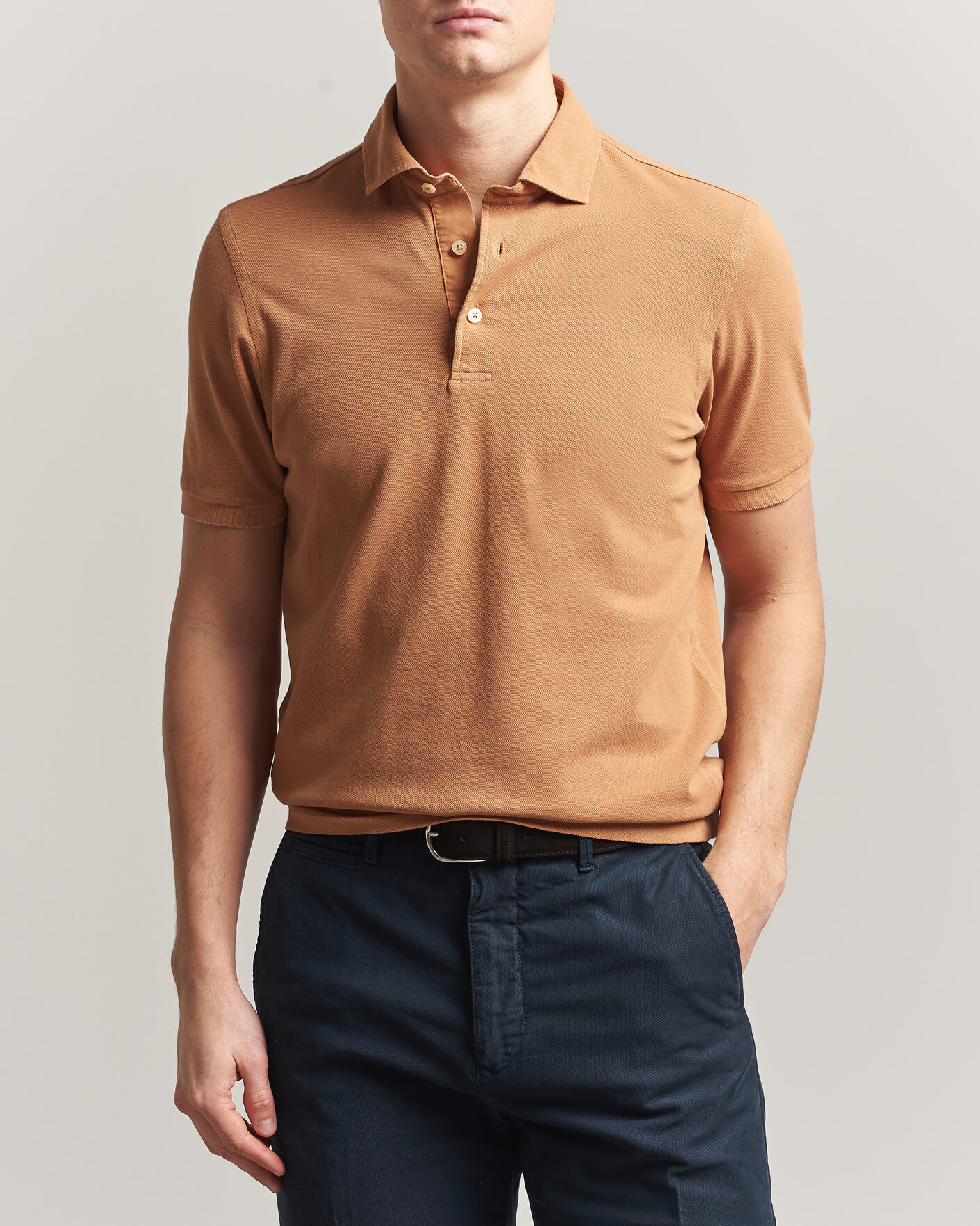 Hombres | Polos | Gran Sasso | Washed Polo Apricot Orange