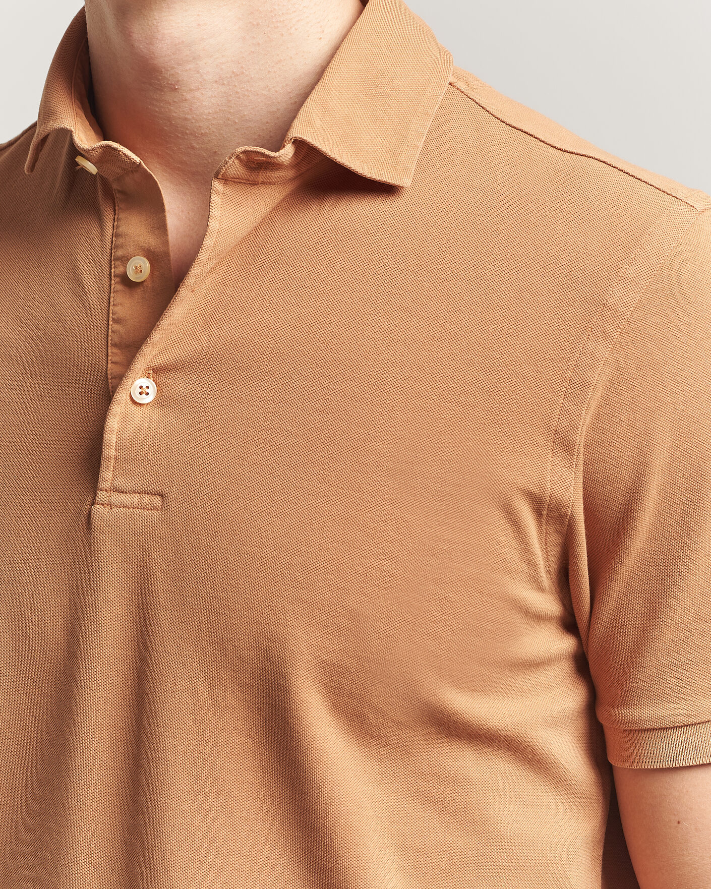 Hombres | Polos | Gran Sasso | Washed Polo Apricot Orange