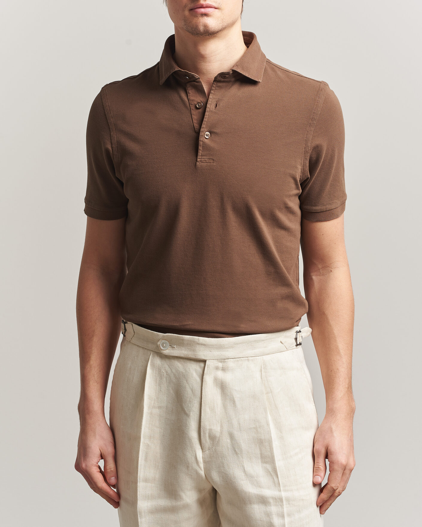 Hombres | Polos | Gran Sasso | Washed Polo Brown