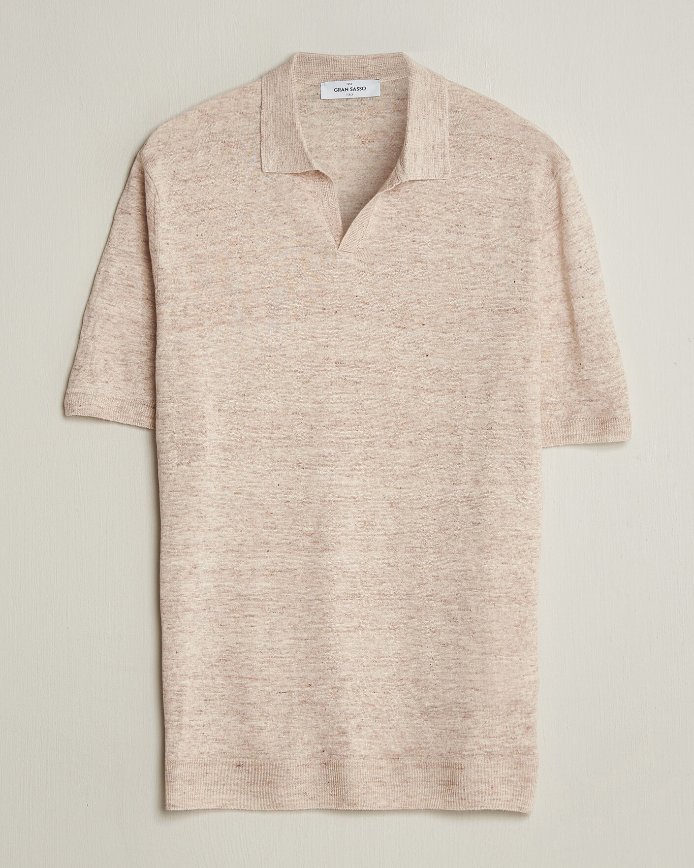 Hombres | Polos | Gran Sasso | Washed Knitted Linen Polo Beige Melange