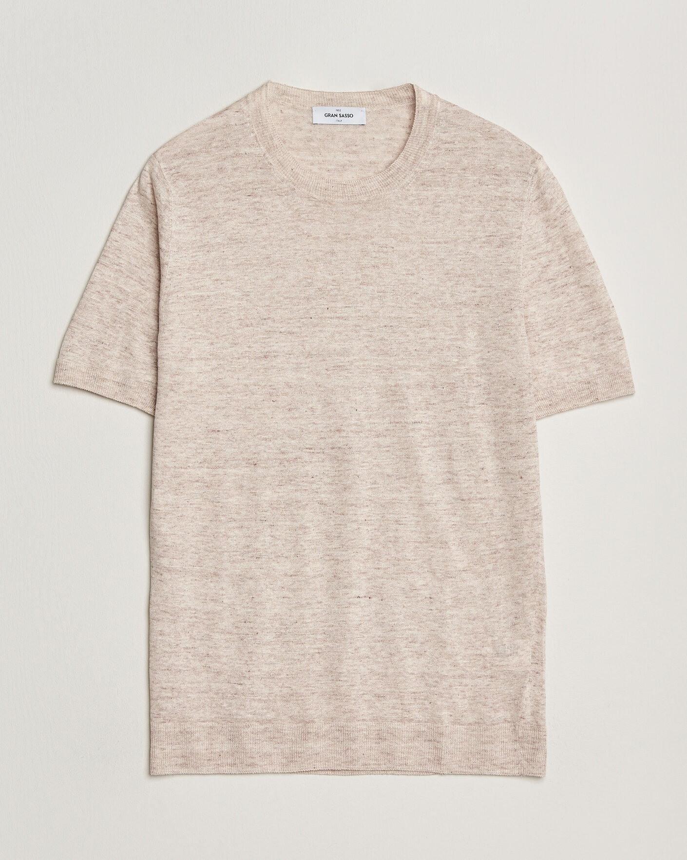 Hombres | Camisetas | Gran Sasso | Washed Knitted Linen T-Shirt Beige Melange
