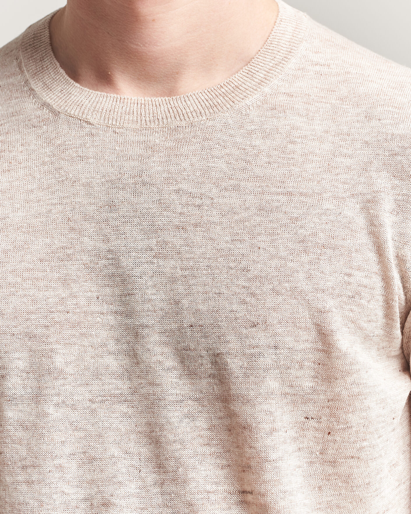 Hombres | Camisetas | Gran Sasso | Washed Knitted Linen T-Shirt Beige Melange