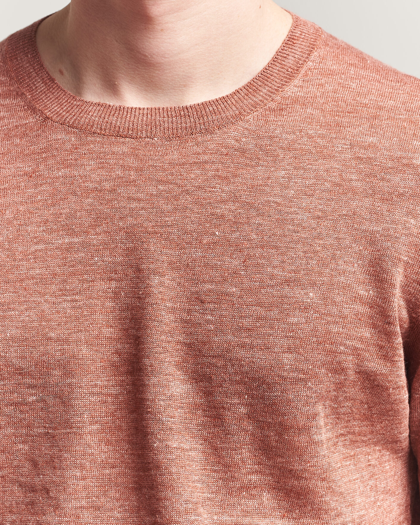 Hombres | Camisetas | Gran Sasso | Washed Knitted Linen T-Shirt Apricot Orange Melange