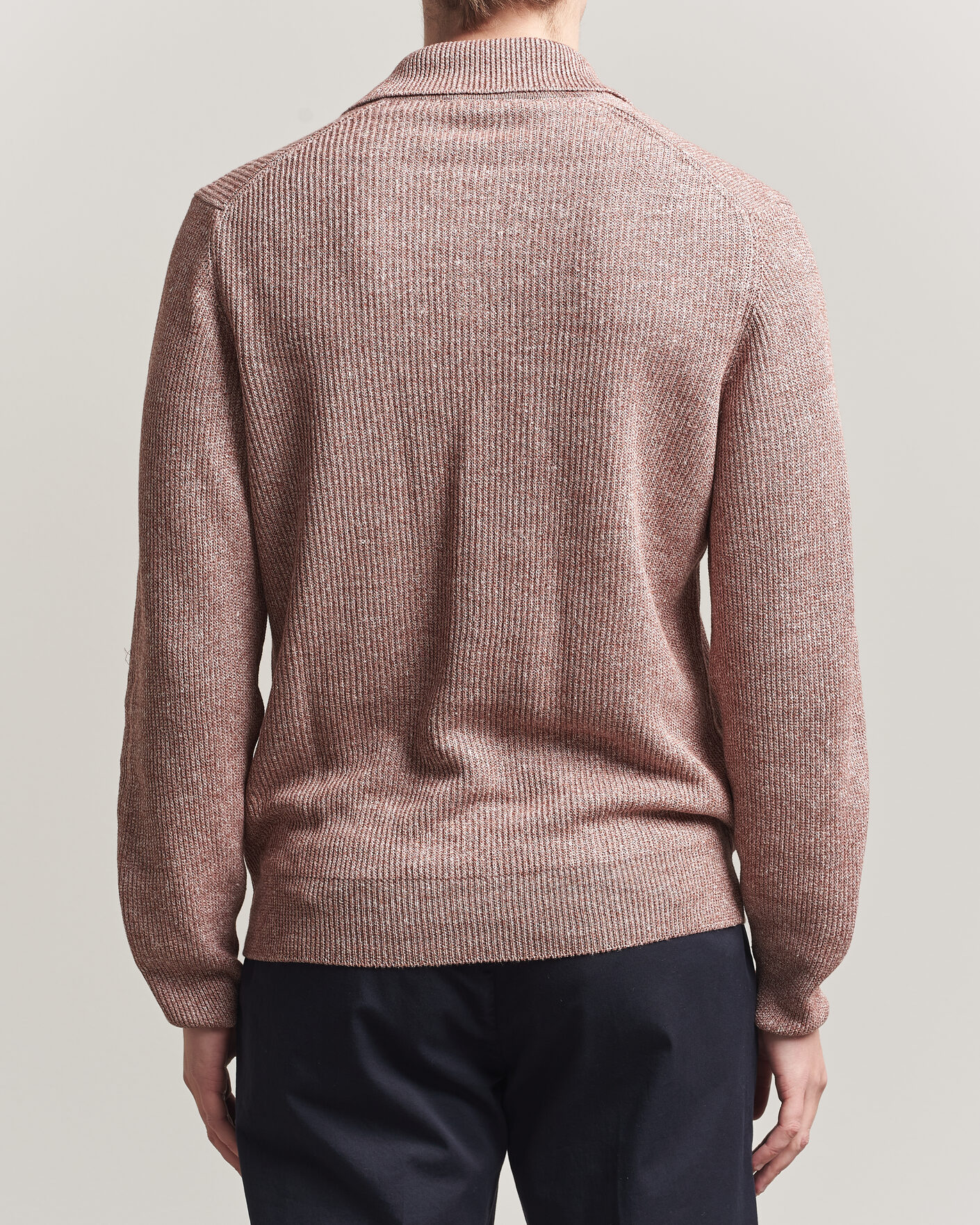 Hombres | Jerséis y prendas de punto | Gran Sasso | Linen/Cotton Open Collar Knitted Polo Rust Melange