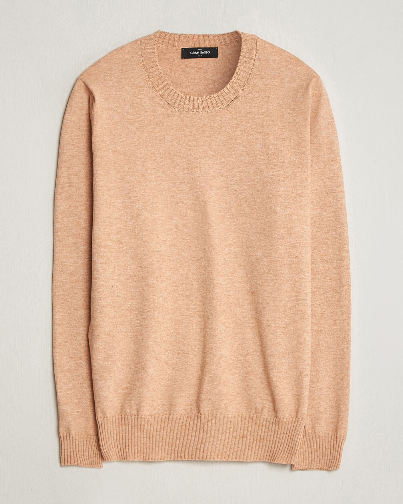 Hombres | Jerséis y prendas de punto | Gran Sasso | Cotton/Cashmere Knitted Crew Neck Sweater Apricot Orange Melange
