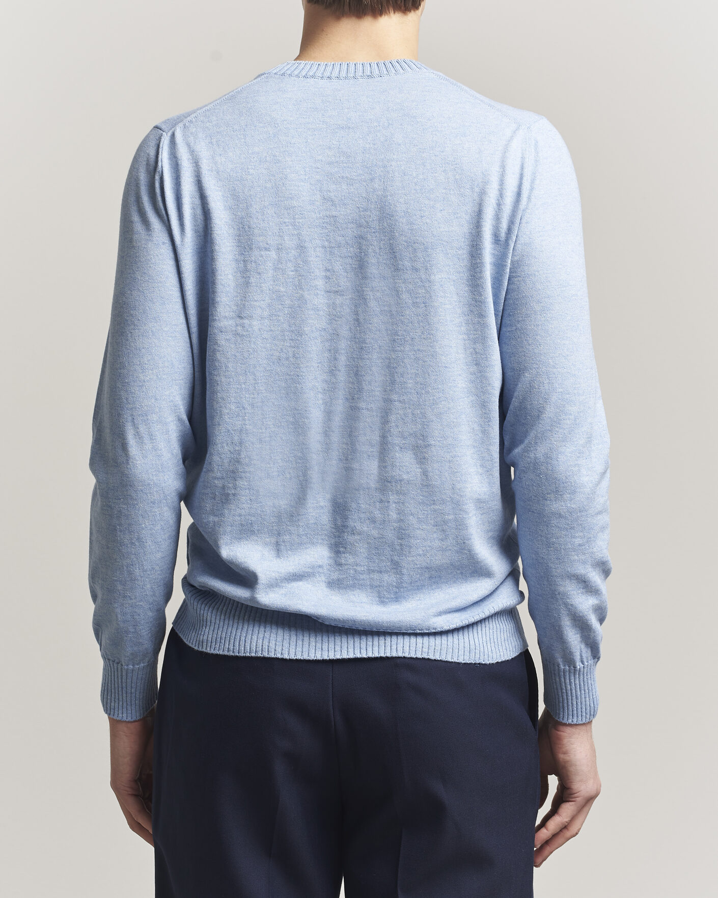 Hombres | Jerséis y prendas de punto | Gran Sasso | Cotton/Cashmere Knitted Crew Neck Sweater Blue Melange