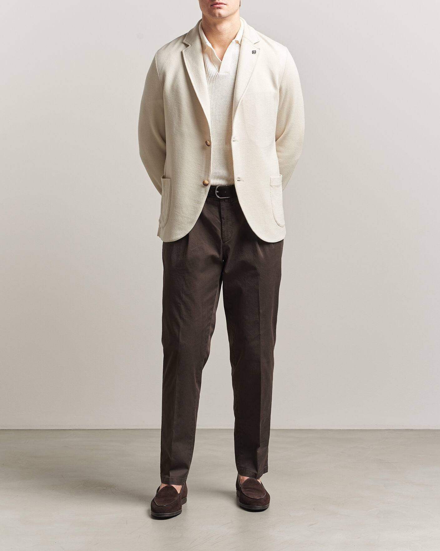 Hombres | Blazers | Gran Sasso | Wool Knitted Blazer Cream