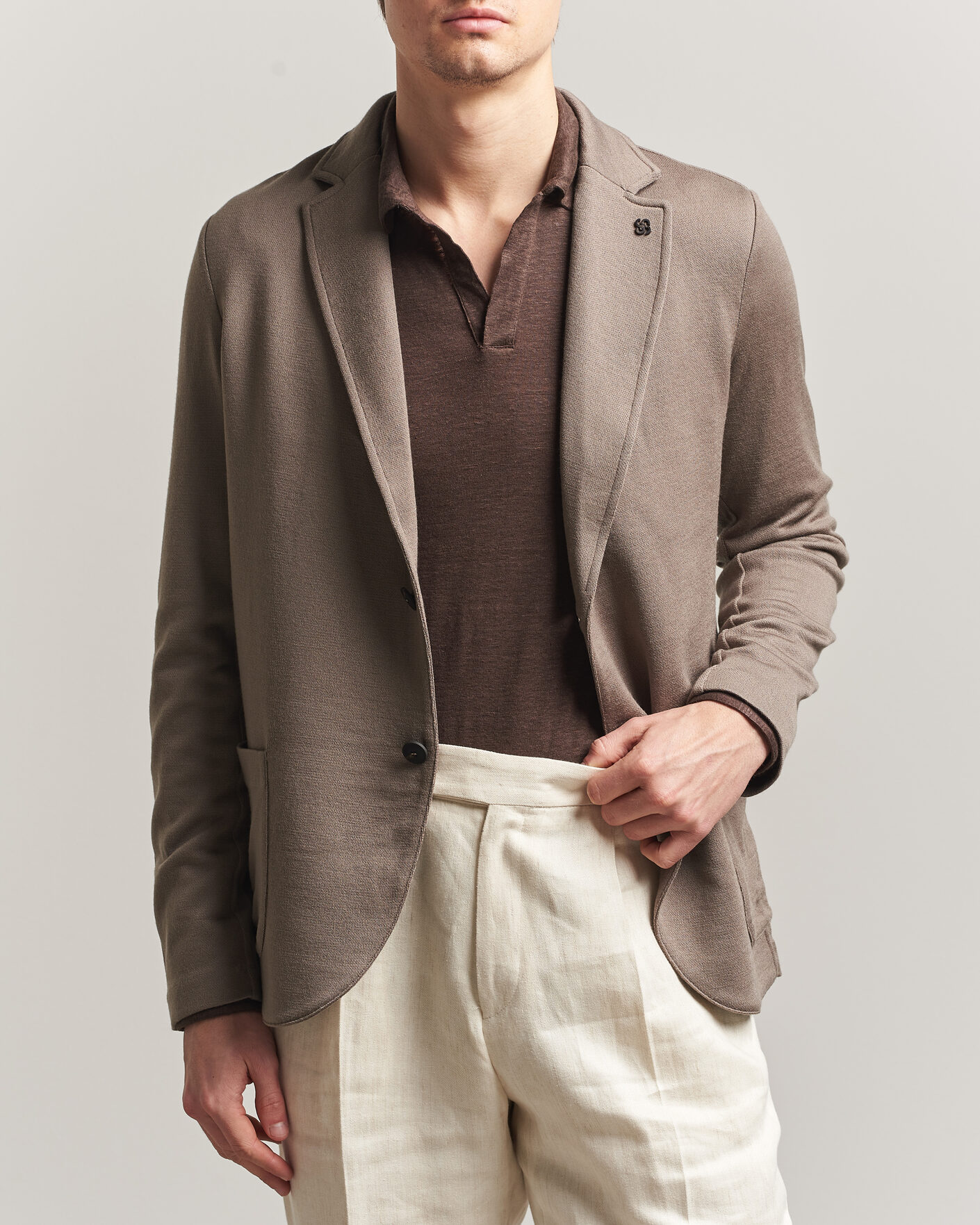 Hombres | Blazers | Gran Sasso | Wool Knitted Blazer Brown