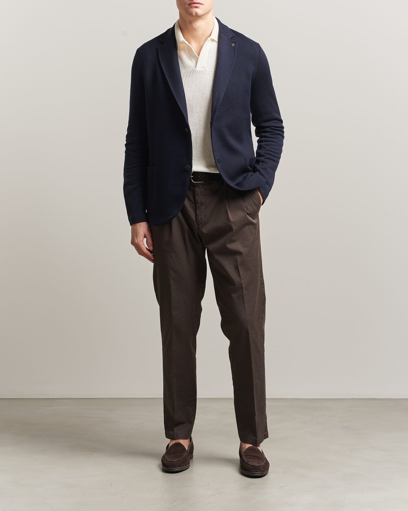 Hombres | Blazers | Gran Sasso | Wool Knitted Blazer Navy