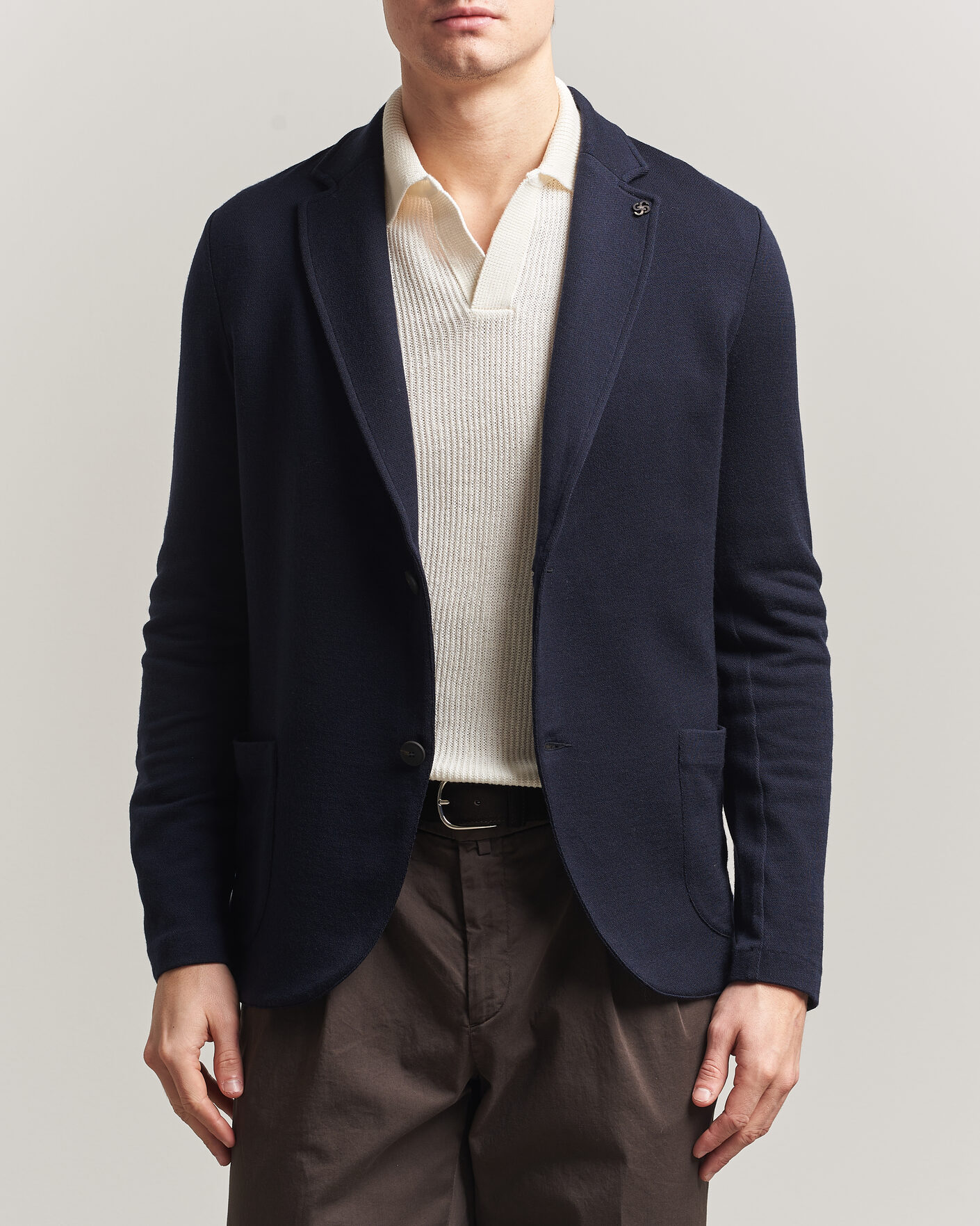 Hombres | Blazers | Gran Sasso | Wool Knitted Blazer Navy