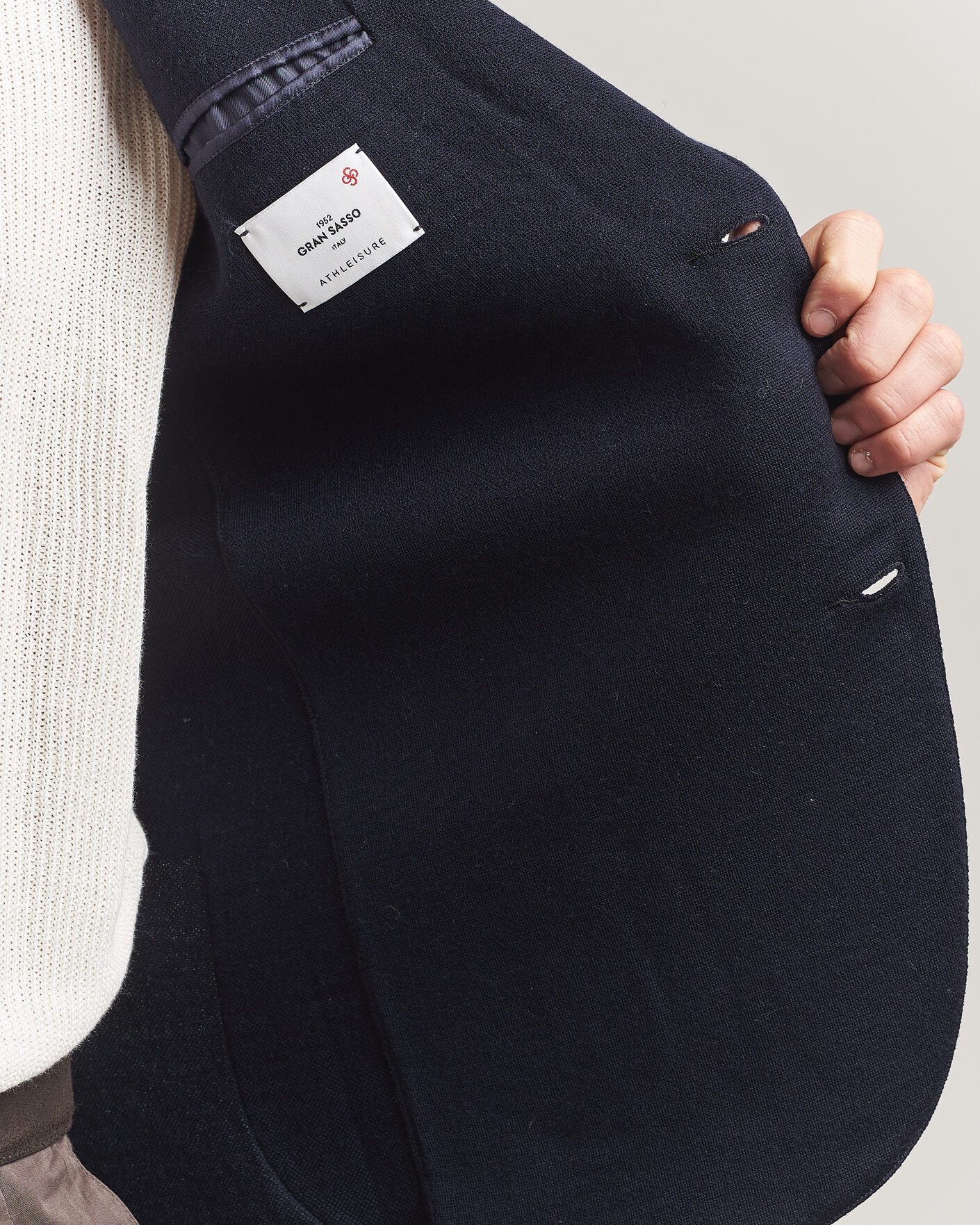 Hombres | Blazers | Gran Sasso | Wool Knitted Blazer Navy