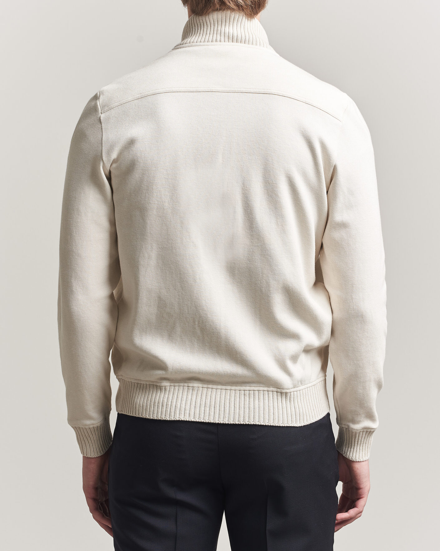Hombres | Abrigos y chaquetas | Gran Sasso | Cotton Pocket Knitted Bomber Jacket Cream