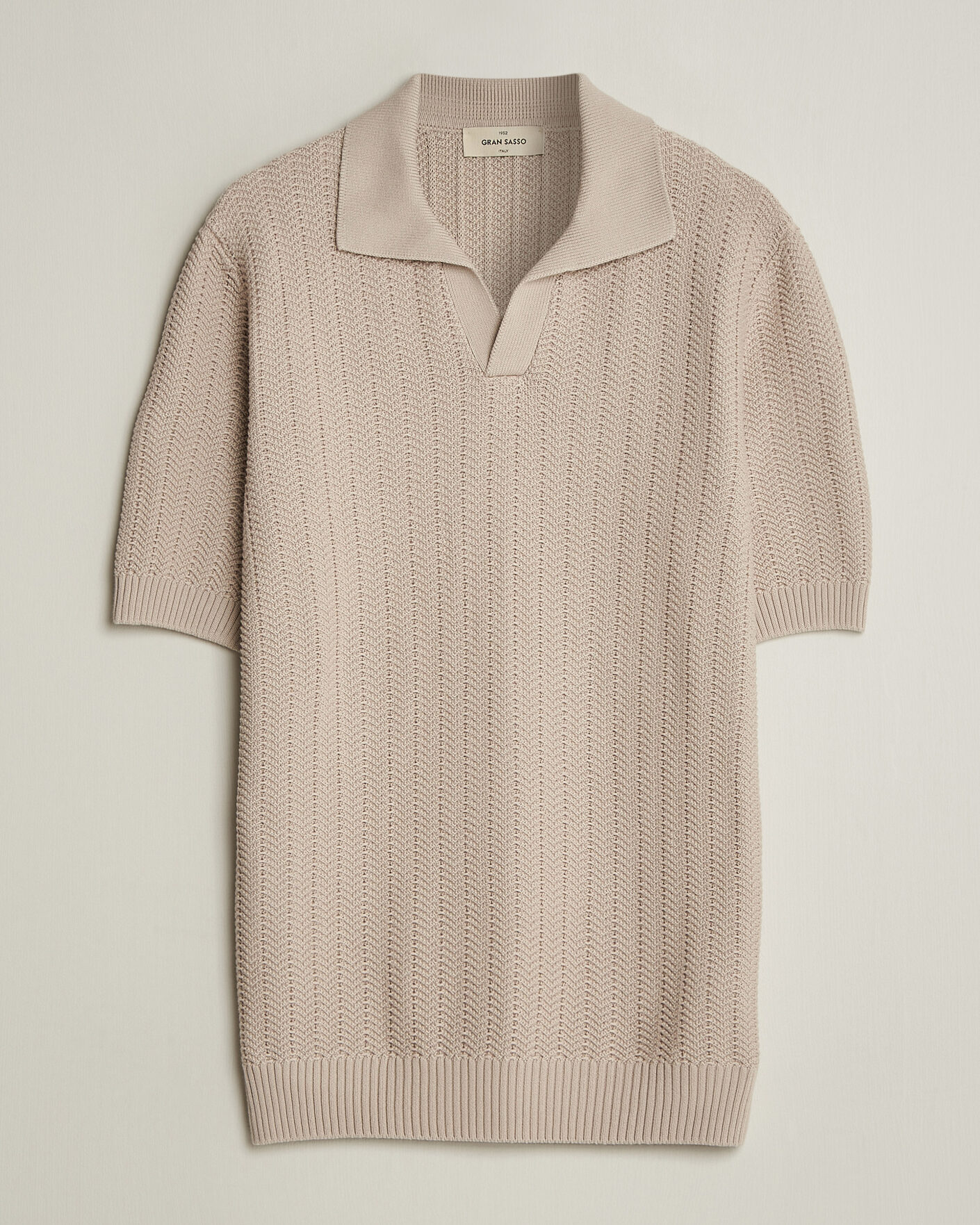 Hombres | Polos | Gran Sasso | Cotton Structured Knitted Polo Beige