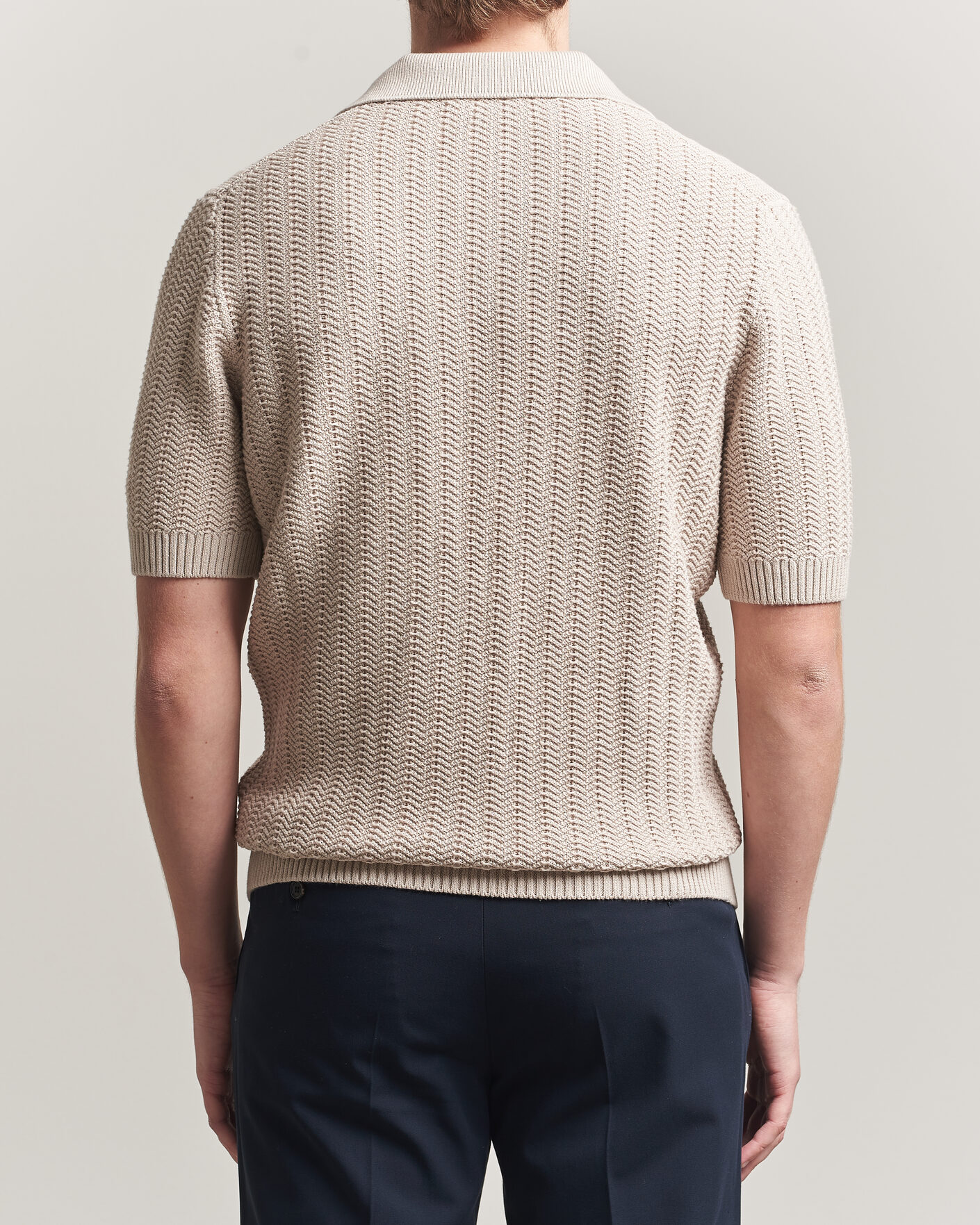 Hombres | Polos | Gran Sasso | Cotton Structured Knitted Polo Beige