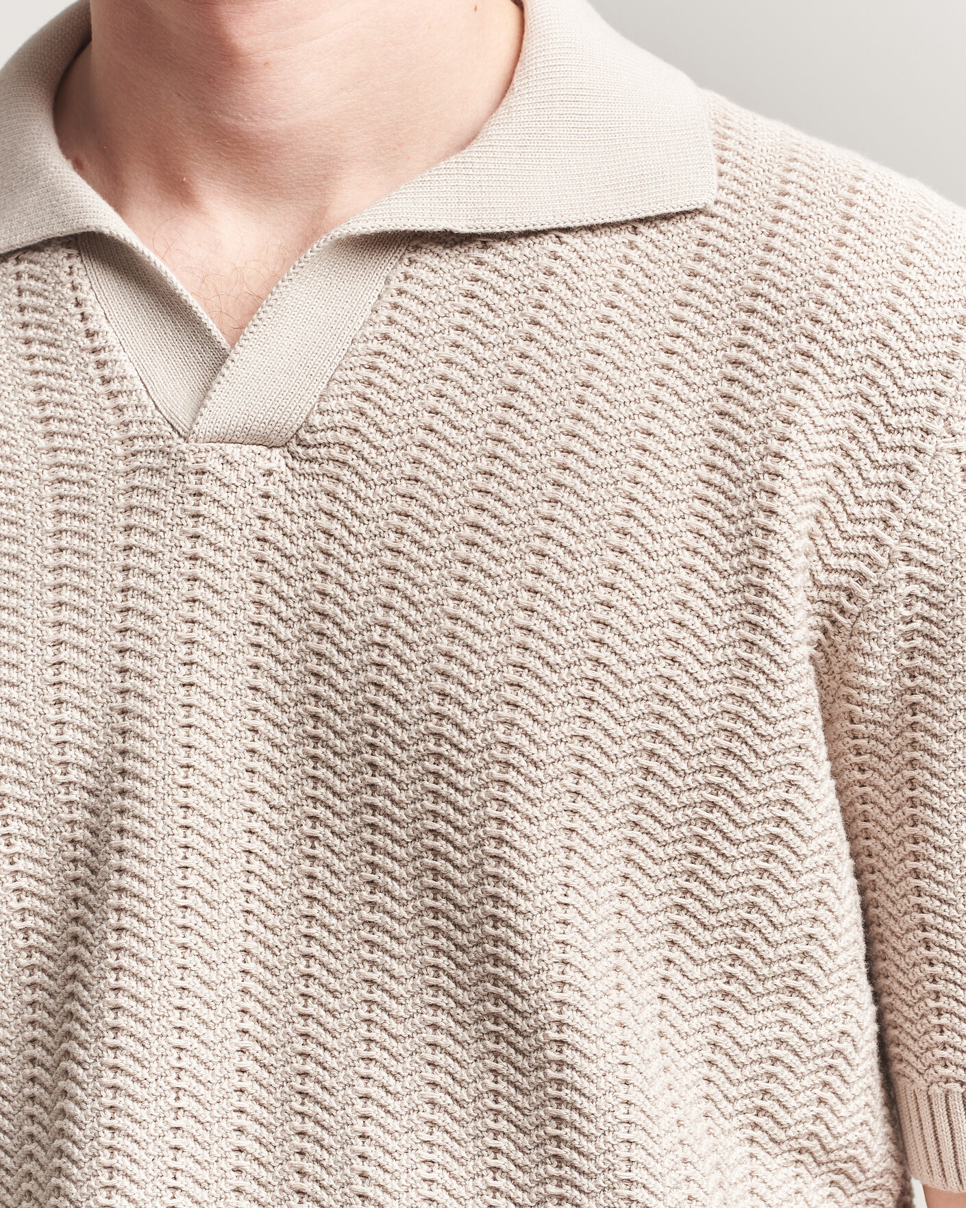 Hombres | Polos | Gran Sasso | Cotton Structured Knitted Polo Beige
