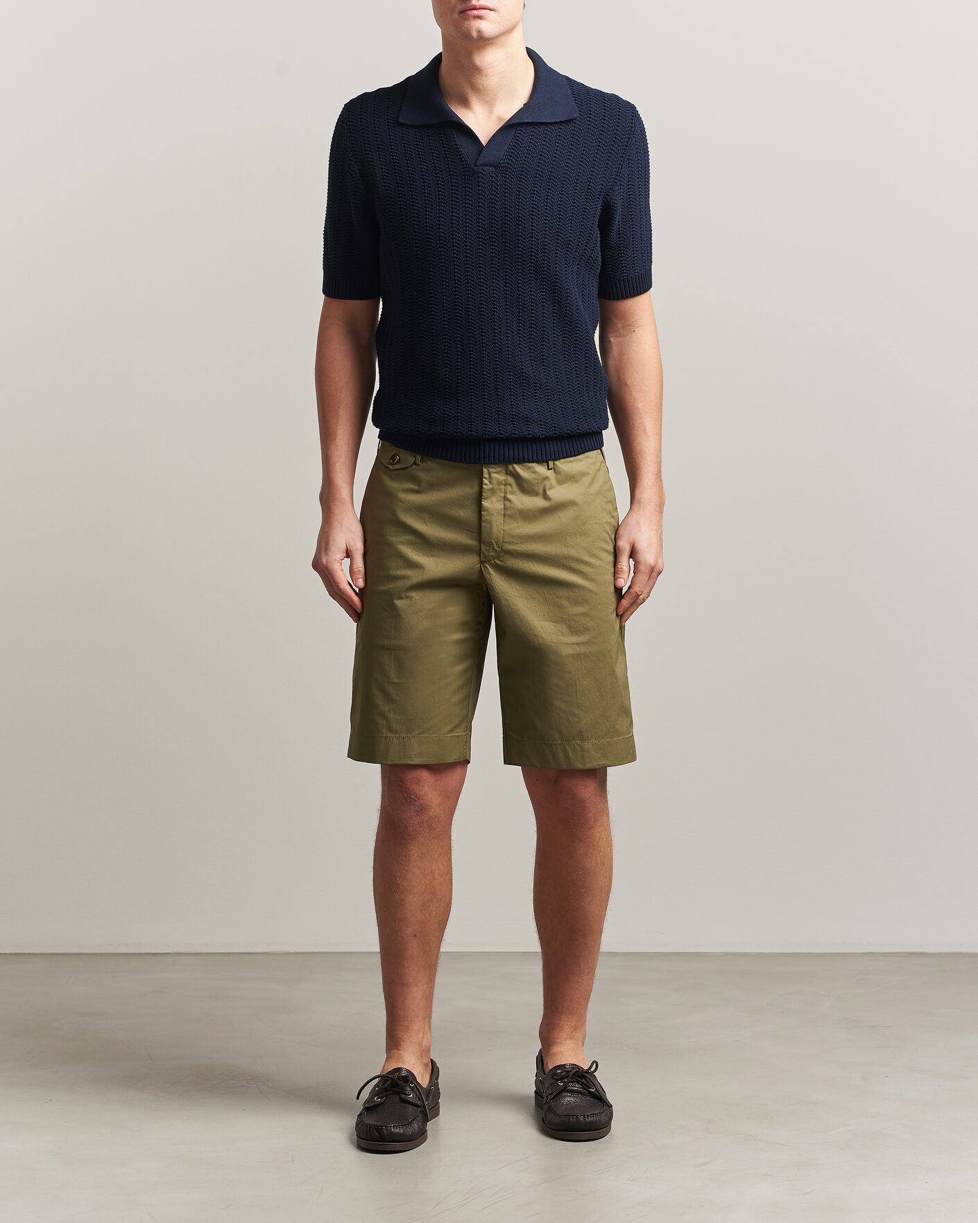 Hombres | Polos | Gran Sasso | Cotton Structured Knitted Polo Navy