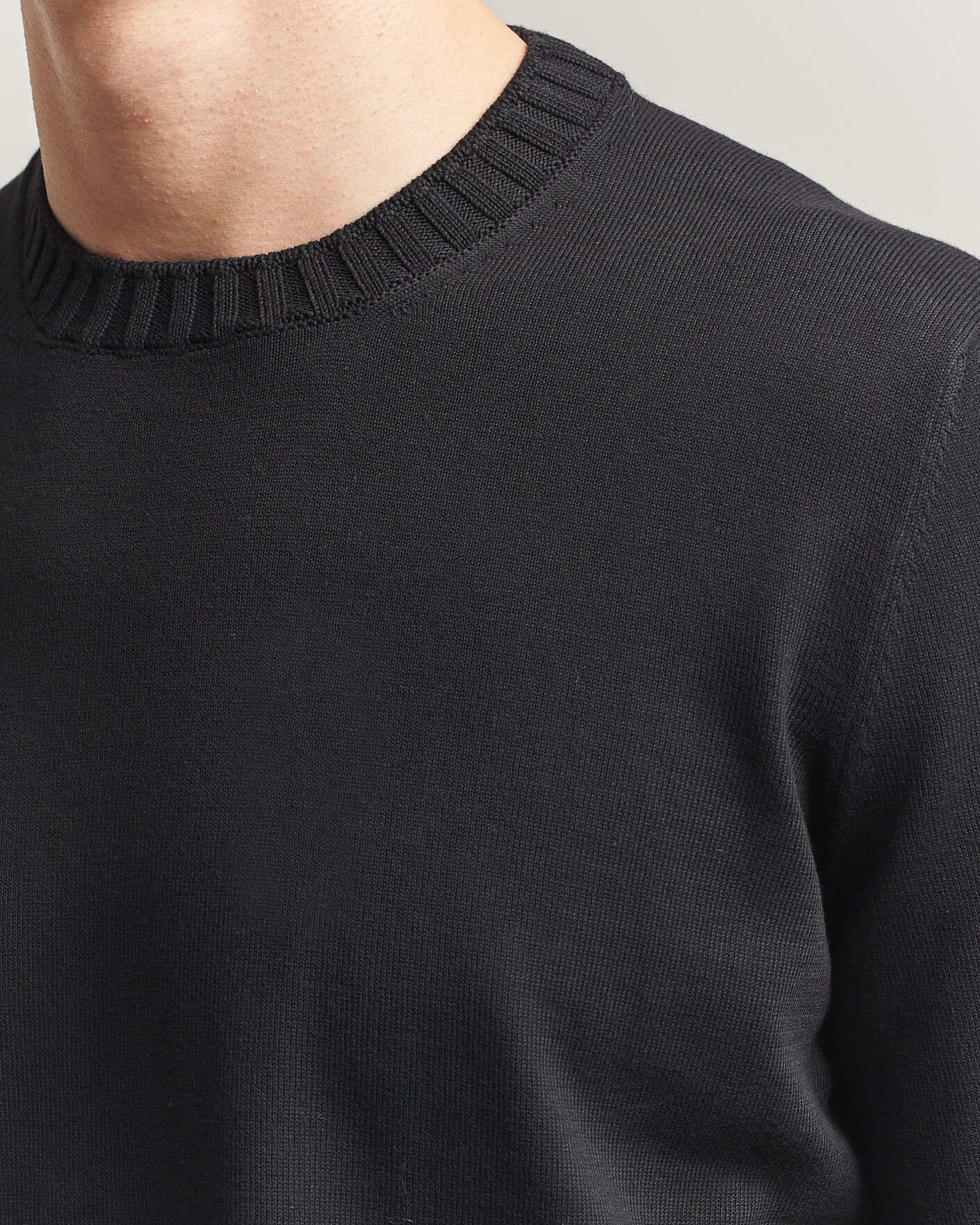 Hombres | Camisetas | Gran Sasso | Cotton Heavy Knitted Crew Neck T-Shirt Black