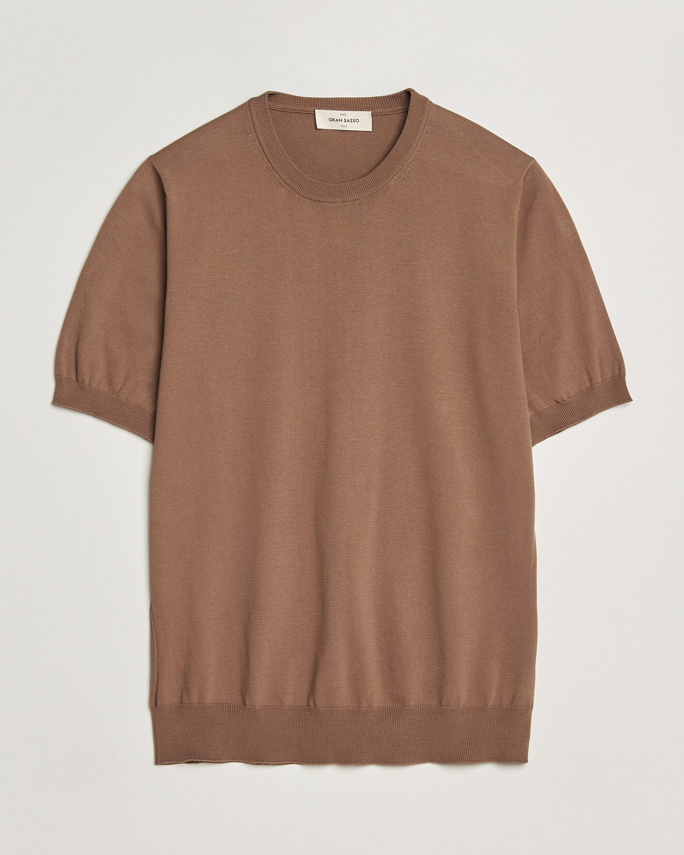 Hombres | Camisetas | Gran Sasso | Cotton Knitted Crew Neck T-Shirt Brown
