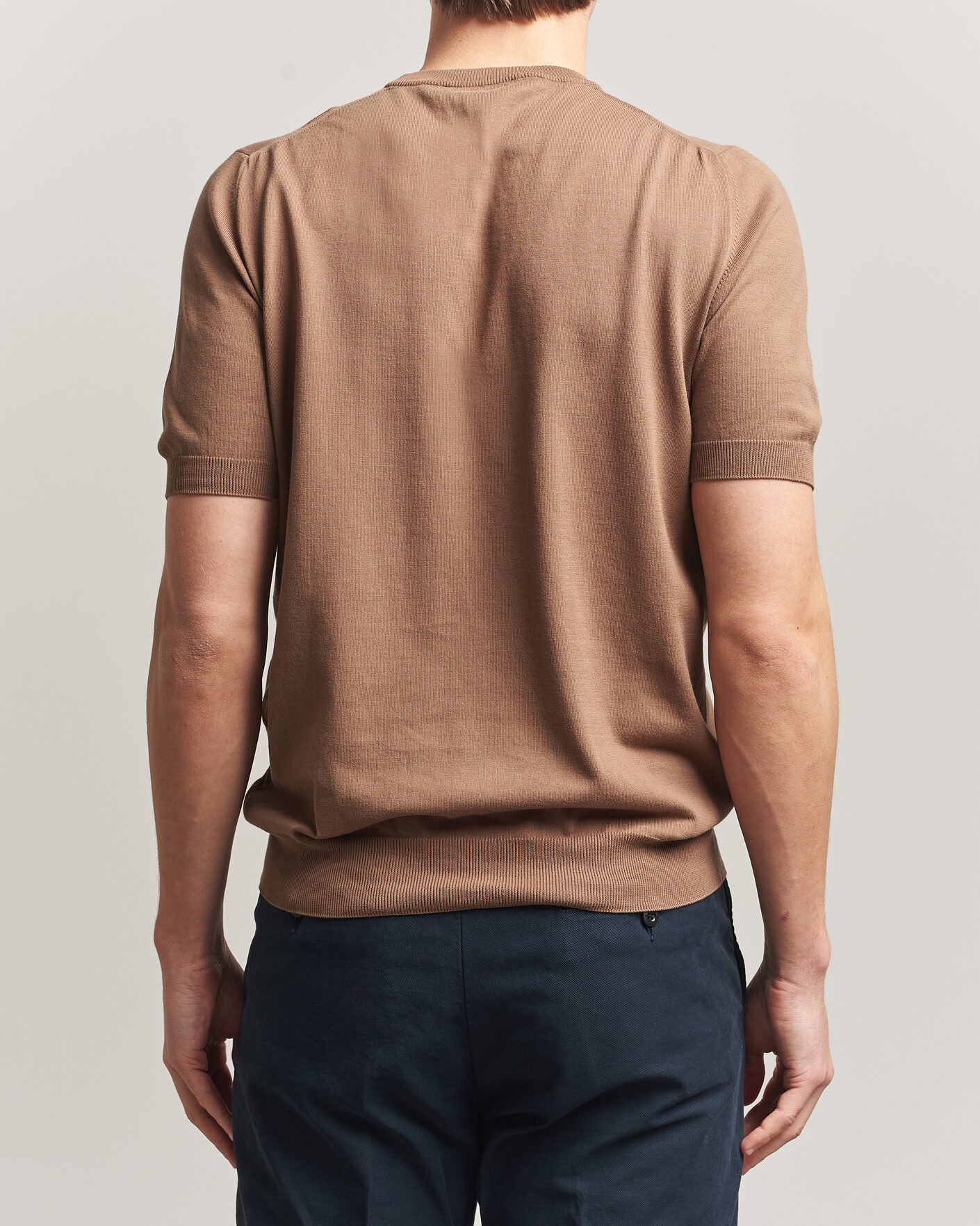 Hombres | Camisetas | Gran Sasso | Cotton Knitted Crew Neck T-Shirt Brown