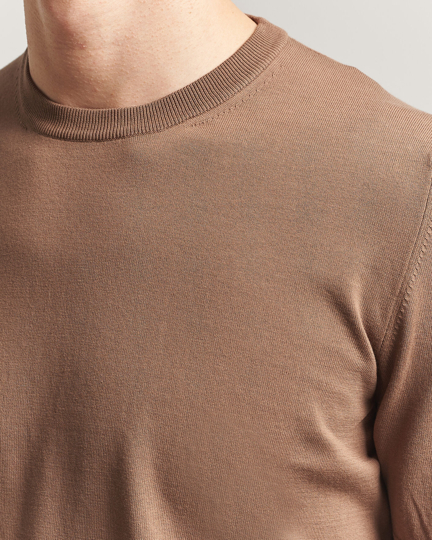 Hombres | Camisetas | Gran Sasso | Cotton Knitted Crew Neck T-Shirt Brown
