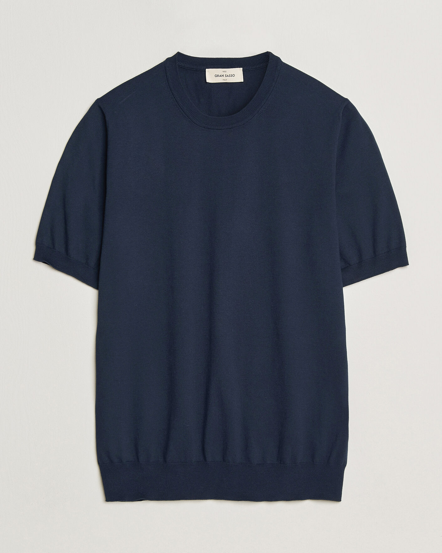 Hombres | Camisetas | Gran Sasso | Cotton Knitted Crew Neck T-Shirt Navy