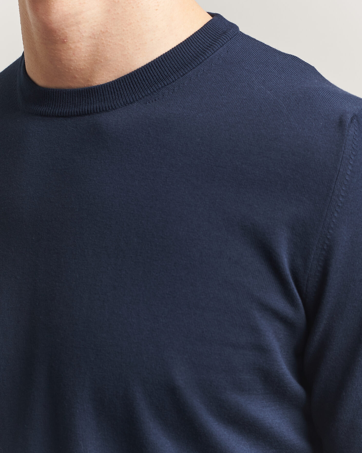 Hombres | Camisetas | Gran Sasso | Cotton Knitted Crew Neck T-Shirt Navy