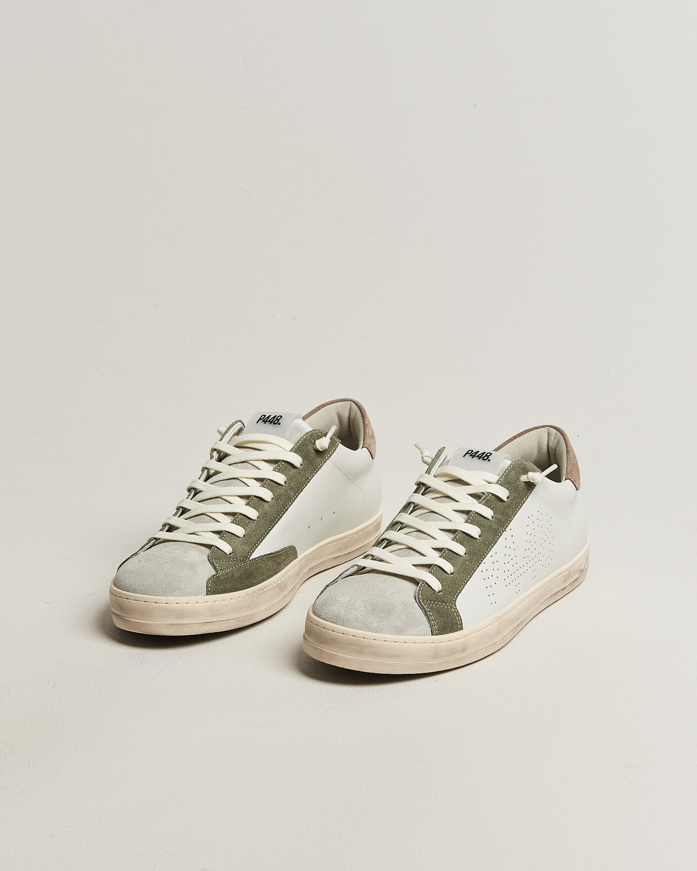 Hombres | Zapatillas | P448 | John Leather/Suede Sneaker White/Olive/Grey