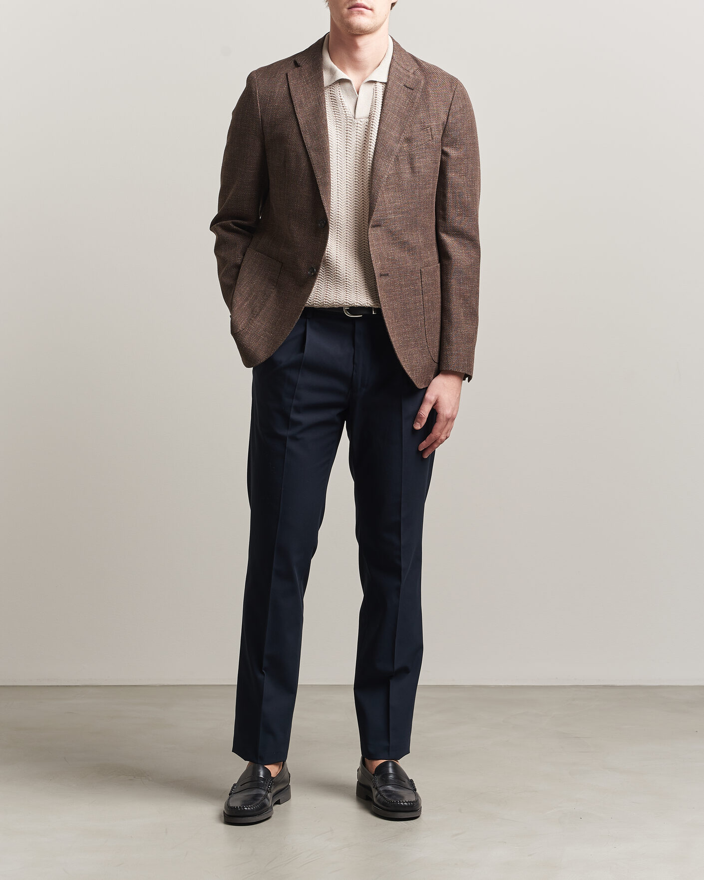 Hombres | Blazers | Incotex | Structured Cotton Blazer Dark Brown