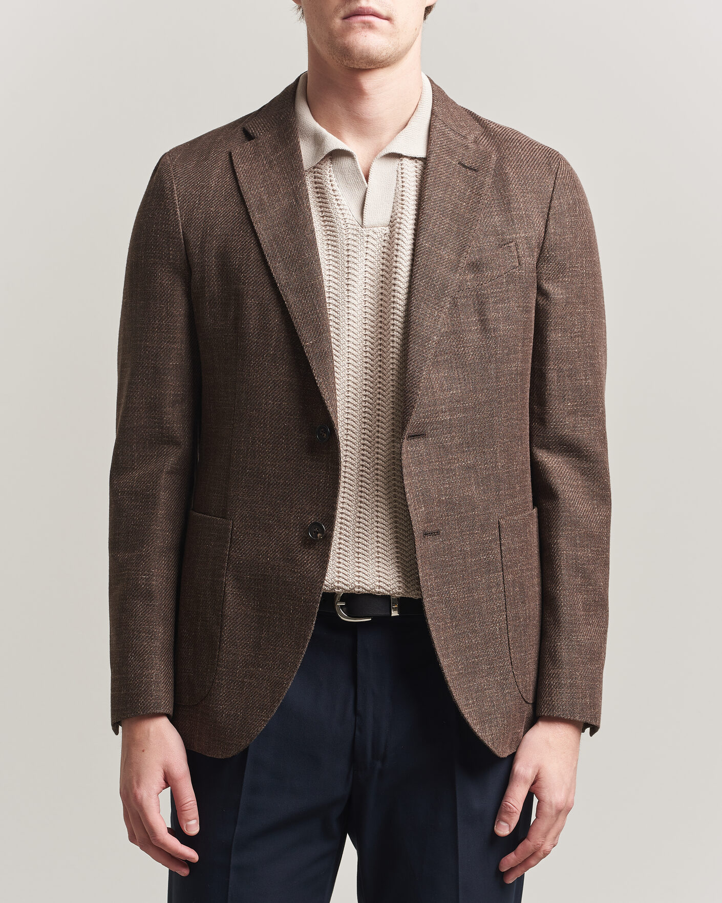 Hombres | Blazers | Incotex | Structured Cotton Blazer Dark Brown