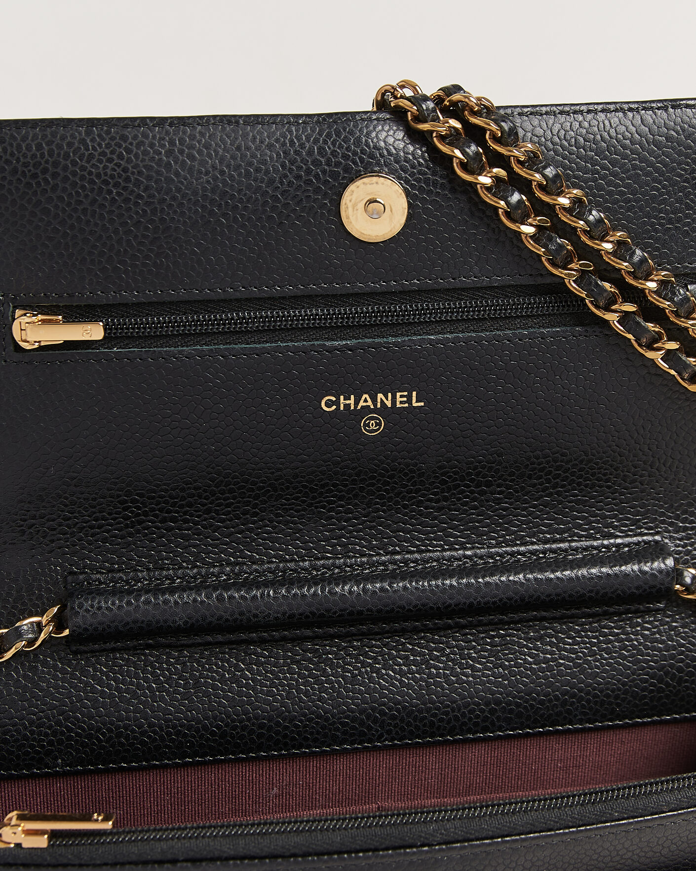 Hombres | Pre-Owned & Vintage Bags | Chanel Pre-Owned | Wallet On Chain Caviar Leather Black