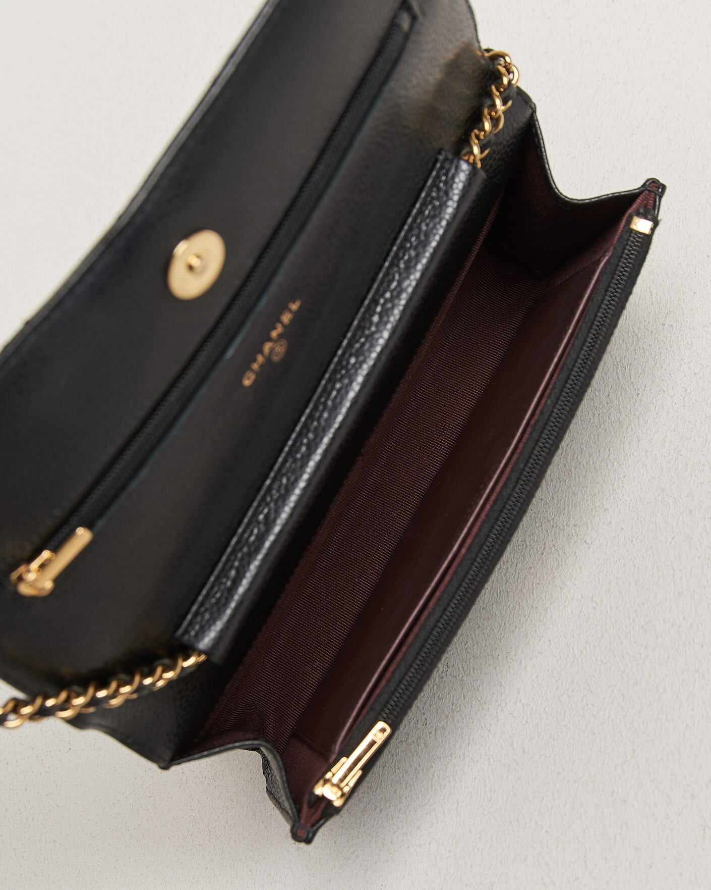 Hombres | Pre-Owned & Vintage Bags | Chanel Pre-Owned | Wallet On Chain Caviar Leather Black