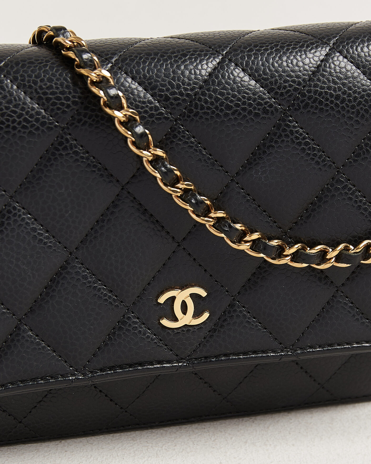 Hombres | Pre-Owned & Vintage Bags | Chanel Pre-Owned | Wallet On Chain Caviar Leather Black