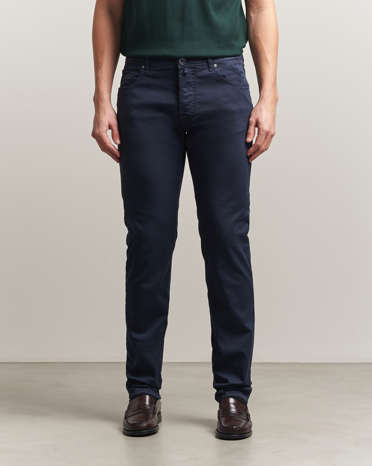 Hombres | Pantalones | Jacob Cohën | Bard Garment Dyed Gabardine Trousers Navy Blue