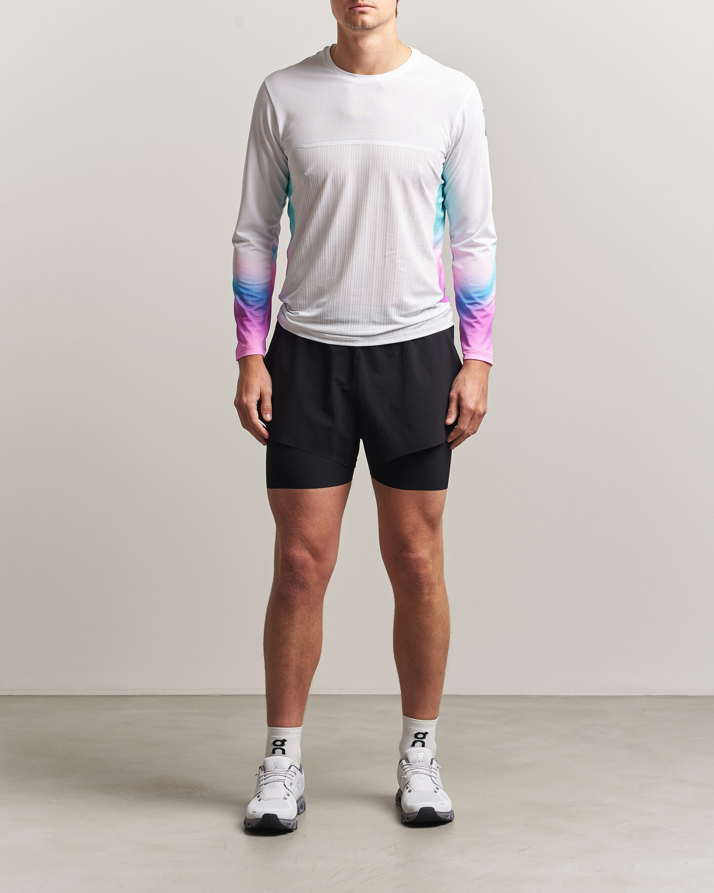 Hombres | Camisetas | SOAR Running | Hot Weather Long Sleeve Tee White/Blue
