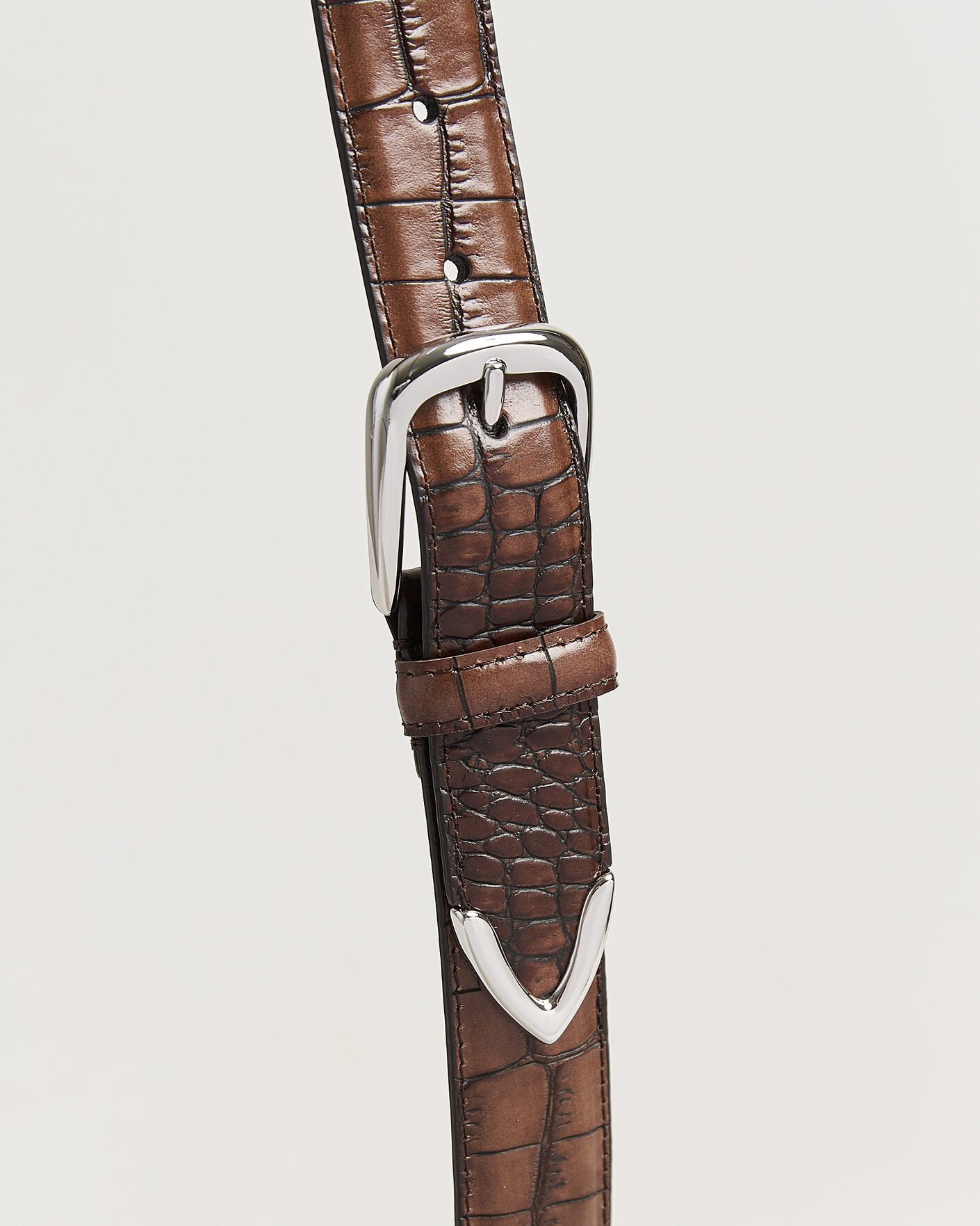 Hombres | Cinturones | Anderson's | Embossed Western Leather Belt Tan