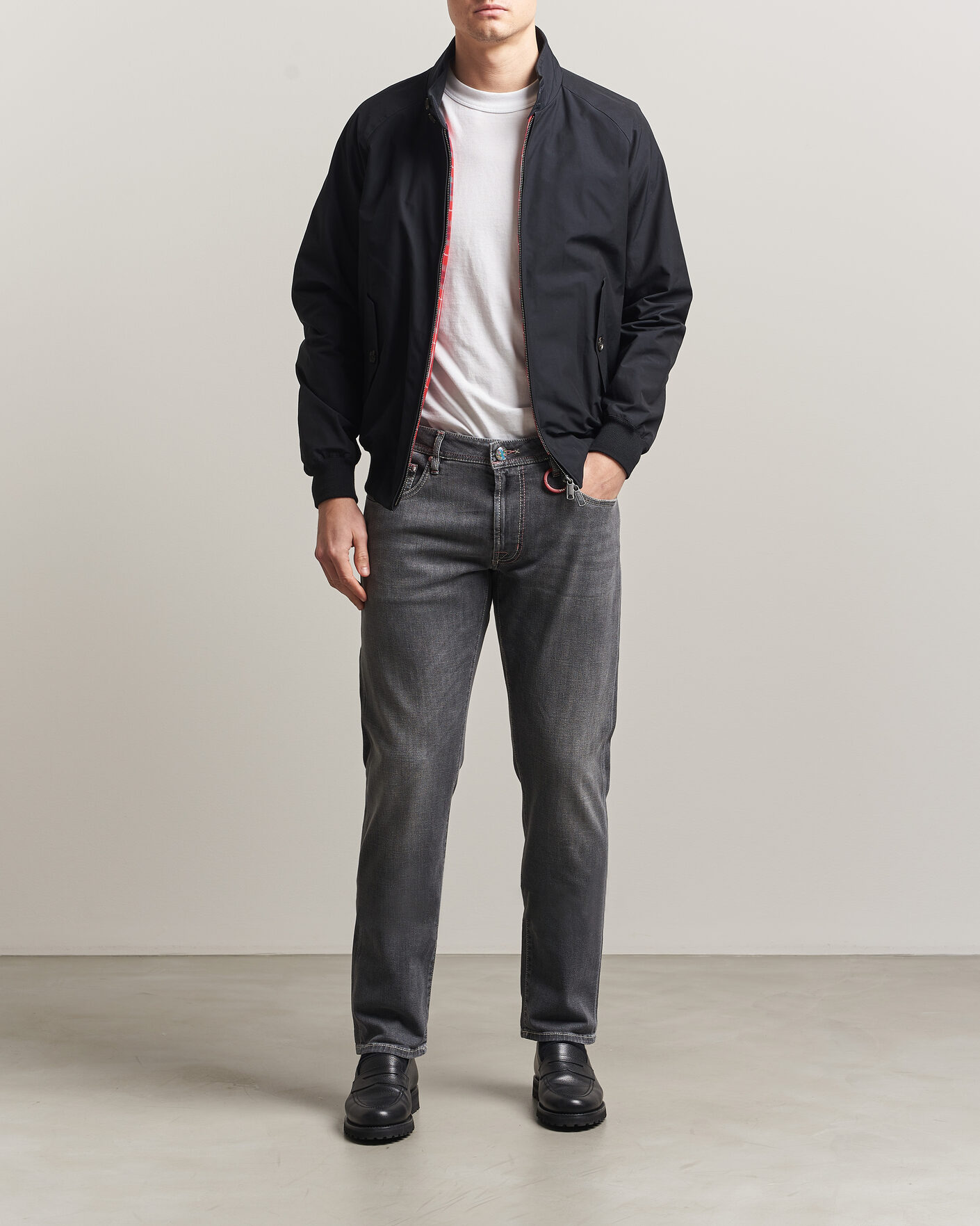 Hombres | Vaqueros | Tramarossa | Michelangelo Contrast Seam Stretch Jeans Dark Grey
