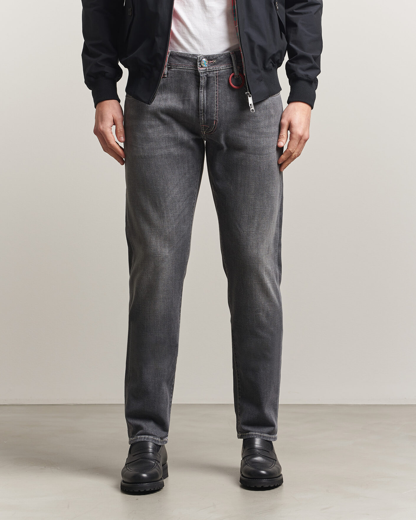 Hombres | Vaqueros | Tramarossa | Michelangelo Contrast Seam Stretch Jeans Dark Grey