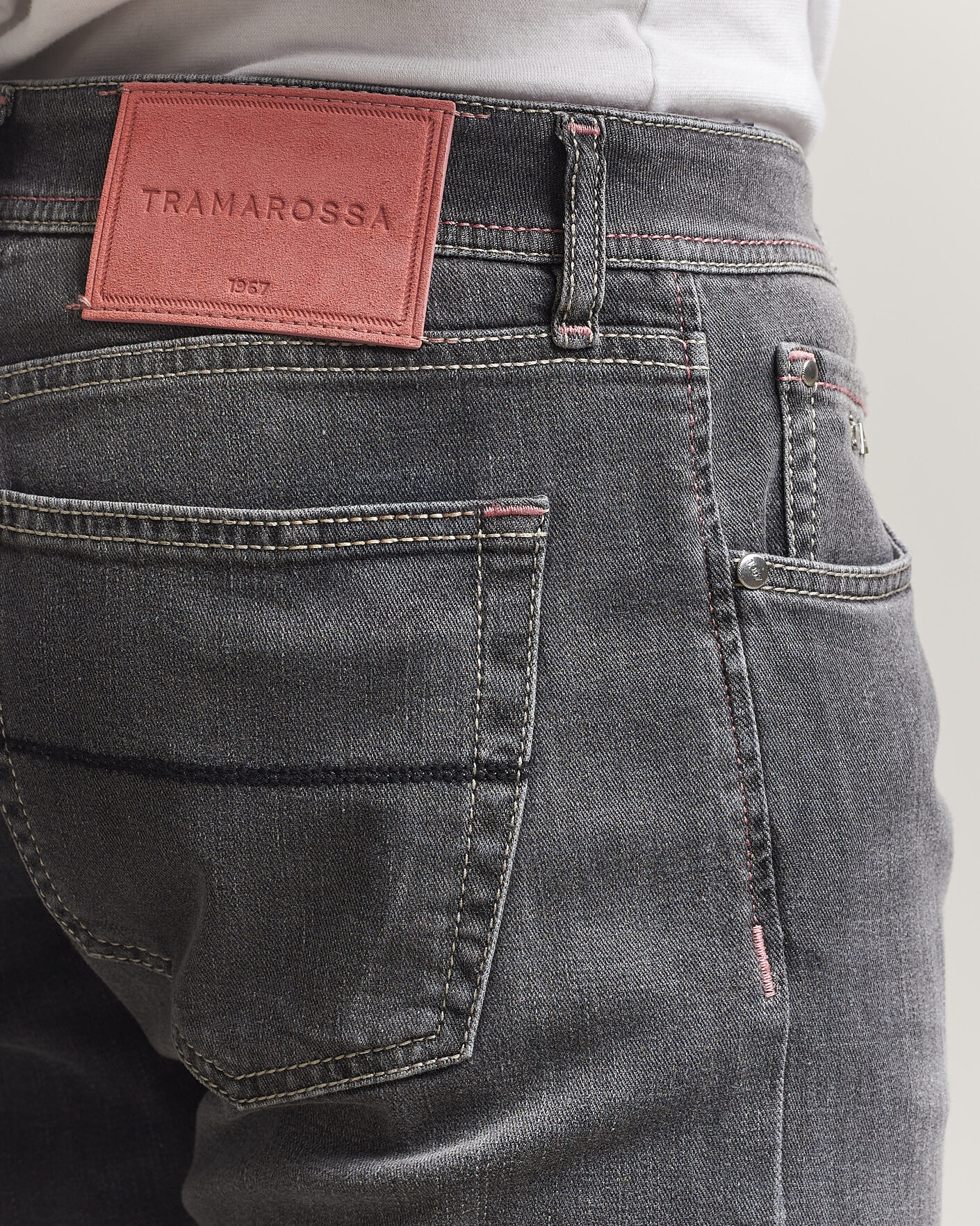 Hombres | Vaqueros | Tramarossa | Michelangelo Contrast Seam Stretch Jeans Dark Grey