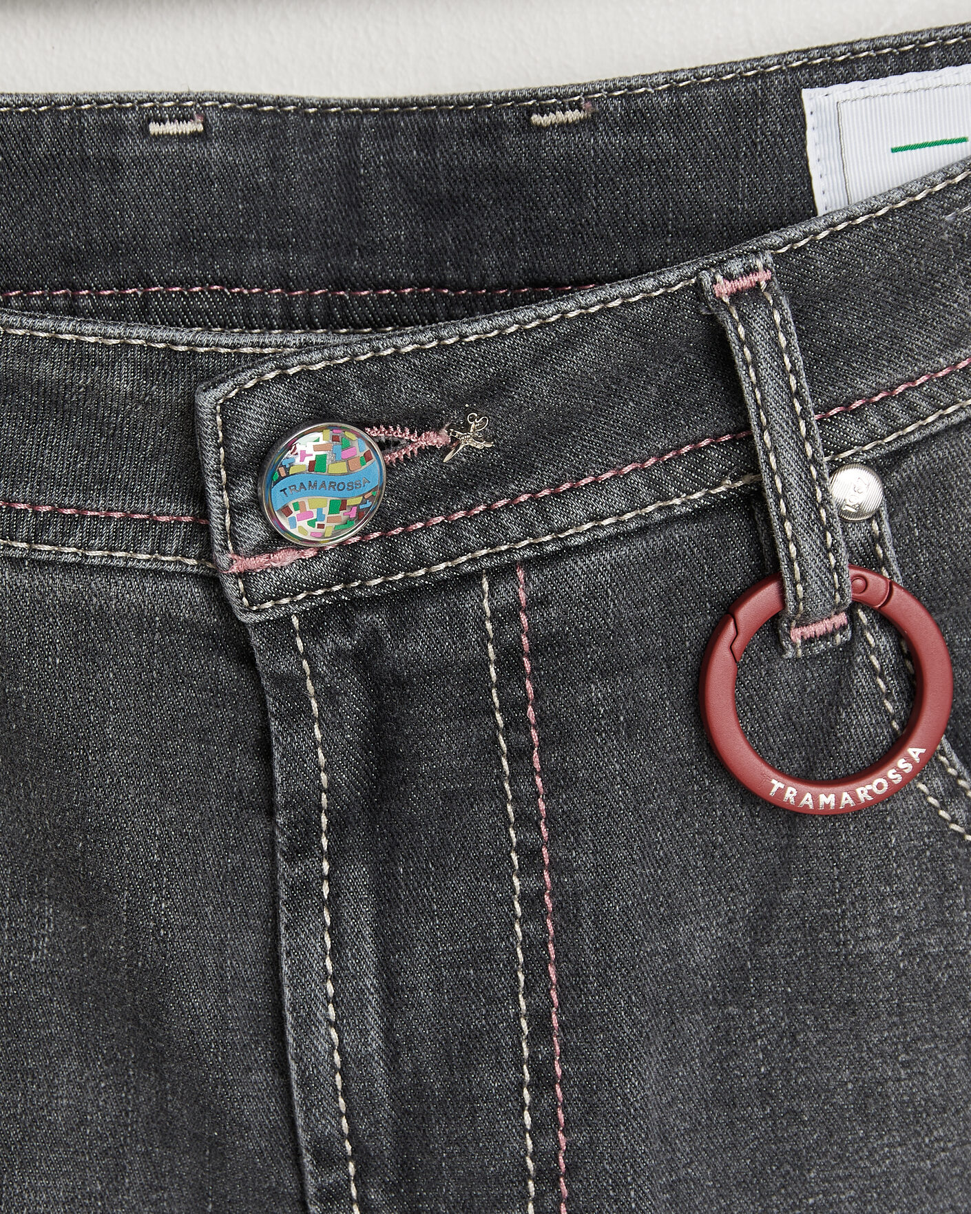 Hombres | Vaqueros | Tramarossa | Michelangelo Contrast Seam Stretch Jeans Dark Grey