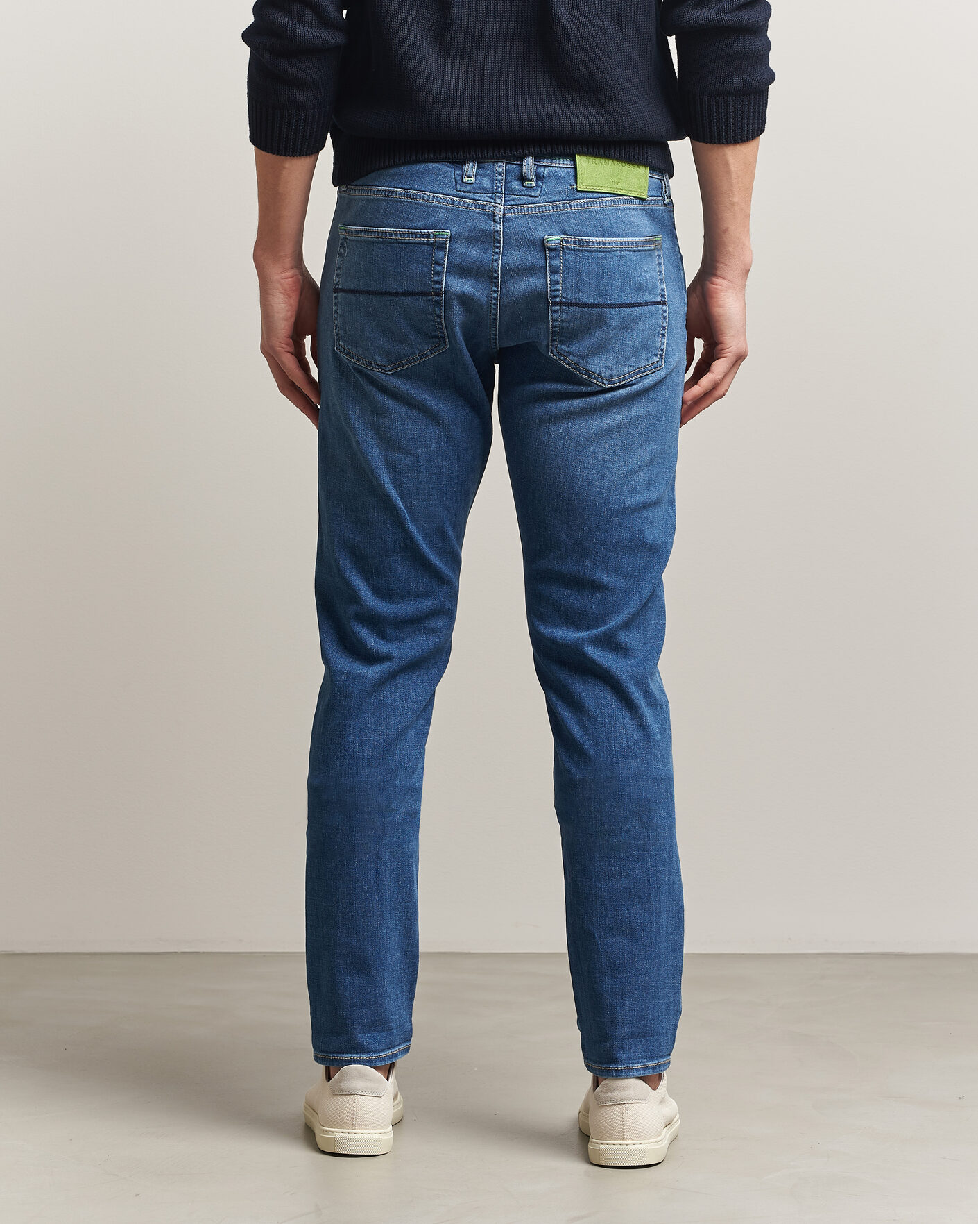Hombres | Pantalones | Tramarossa | Michelangelo Contrast Seam Stretch Jeans Mid Blue