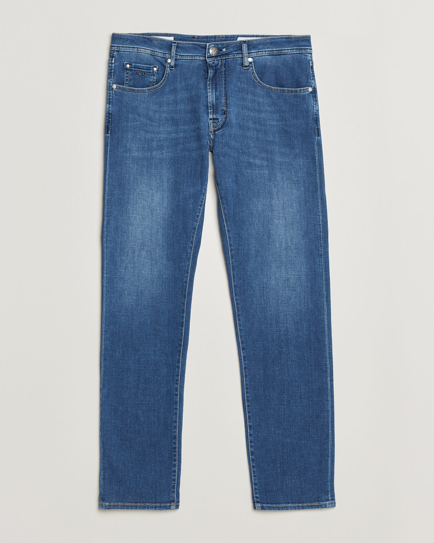 Hombres | Vaqueros | Tramarossa | Michelangelo Contrast Seam Stretch Jeans Mid Blue